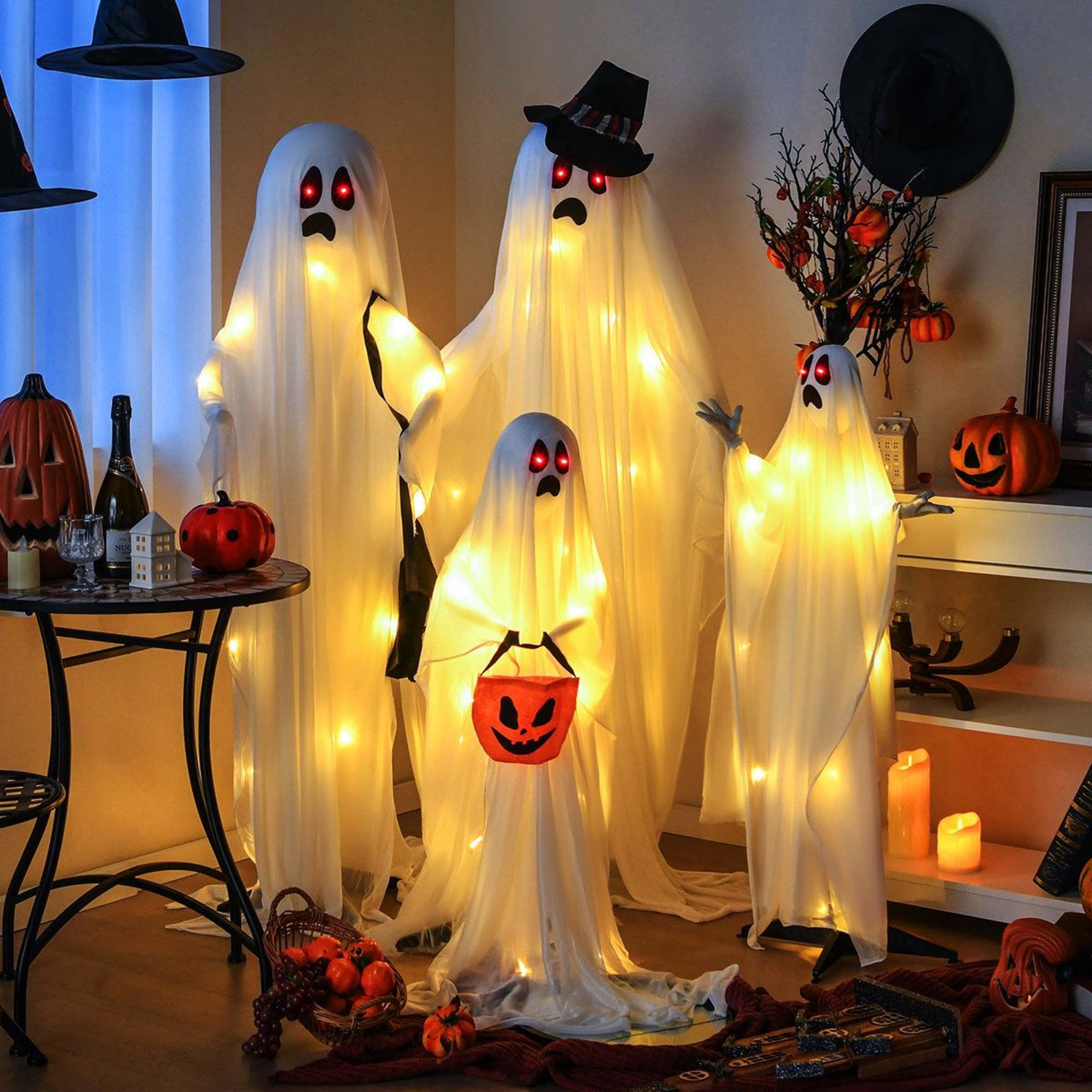 Lighted Ghost Halloween Outdoor Decoration With White LED Lights 5