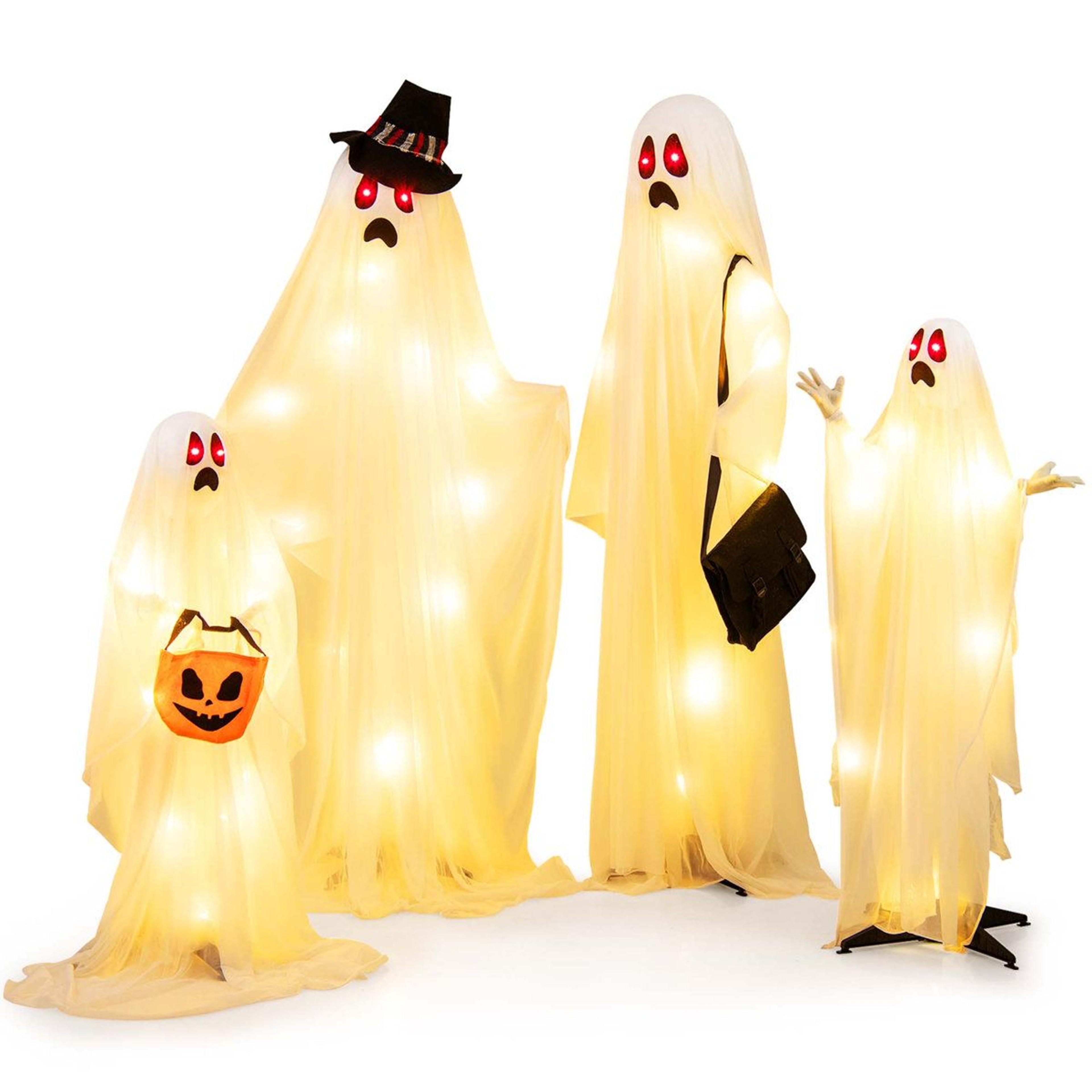 Lighted Ghost Halloween Outdoor Decoration With White LED Lights 1