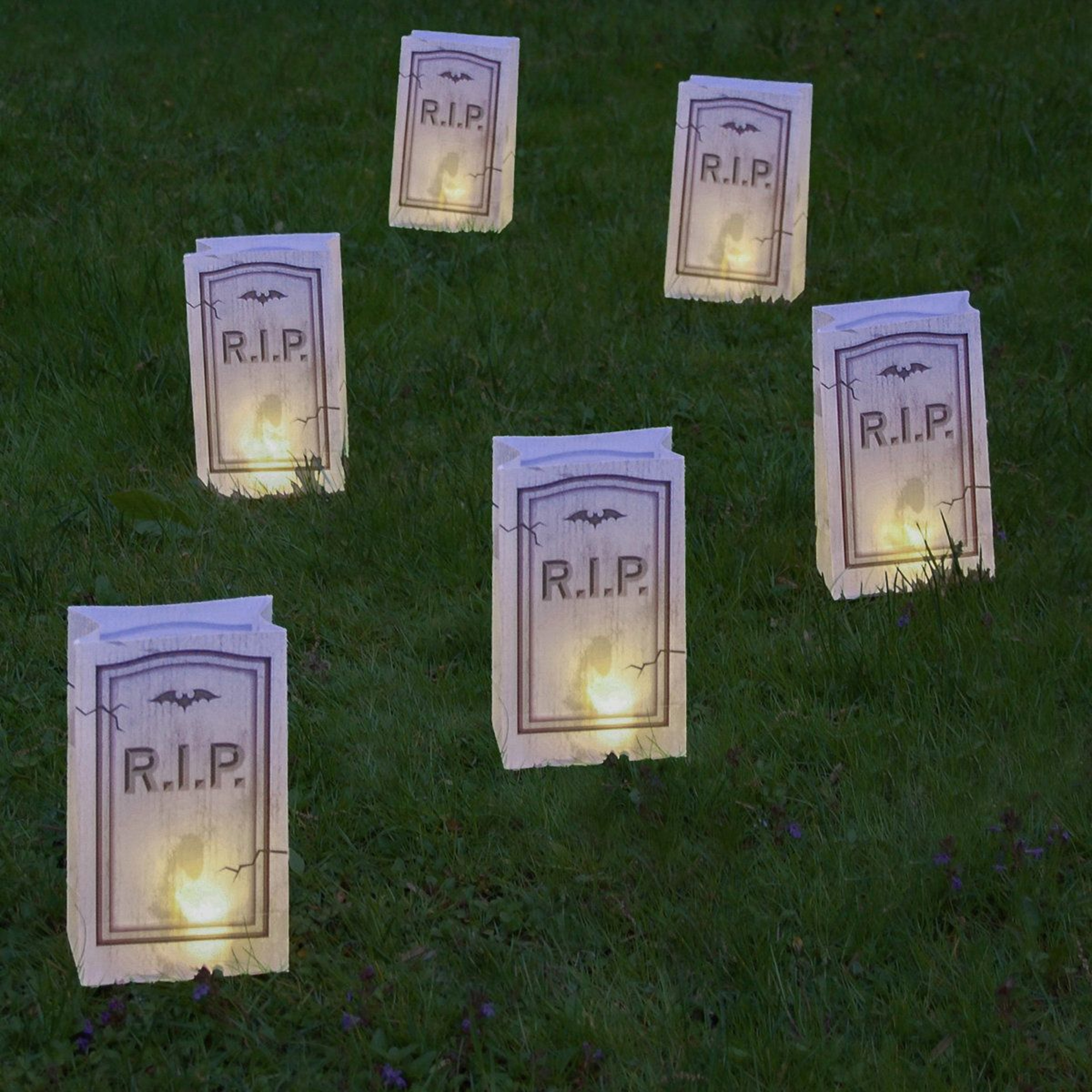 Halloween Tombstone Luminaria Pathway Lights Battery Operated 2