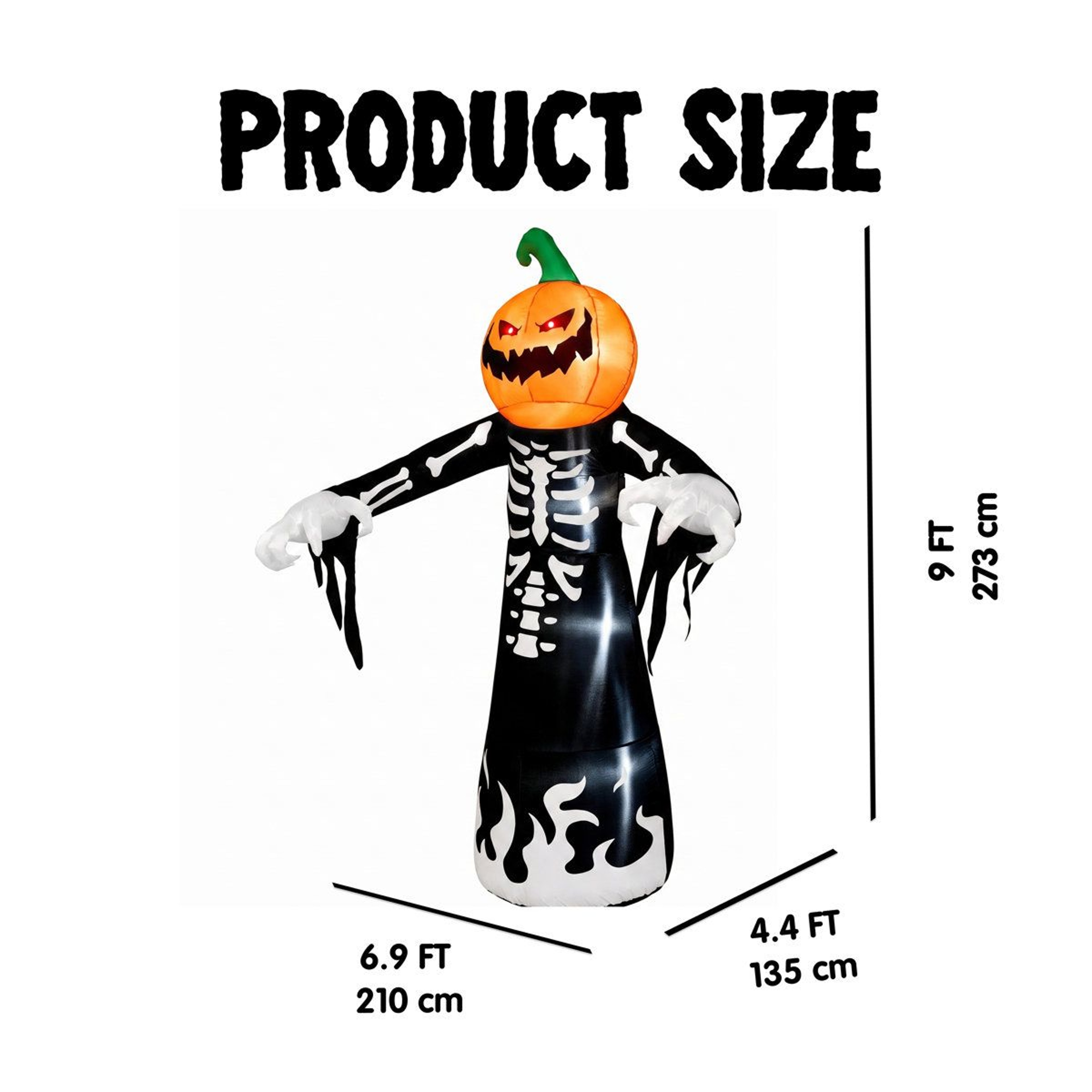 Pumpkin Skeleton Halloween Inflatable Decoration With Included Light 2