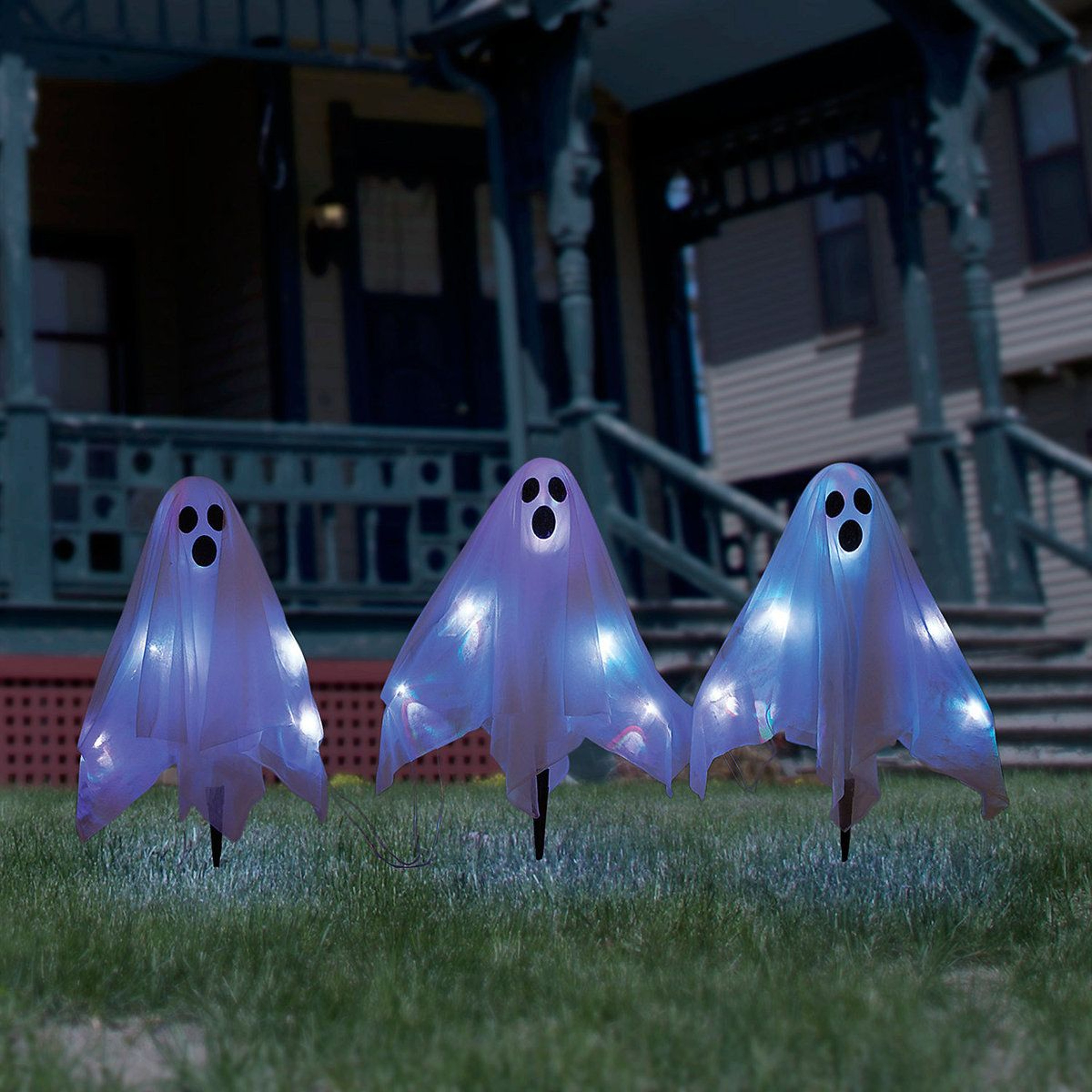 LED Lighted Ghost Yard Display Battery Powered Halloween Decoration 3