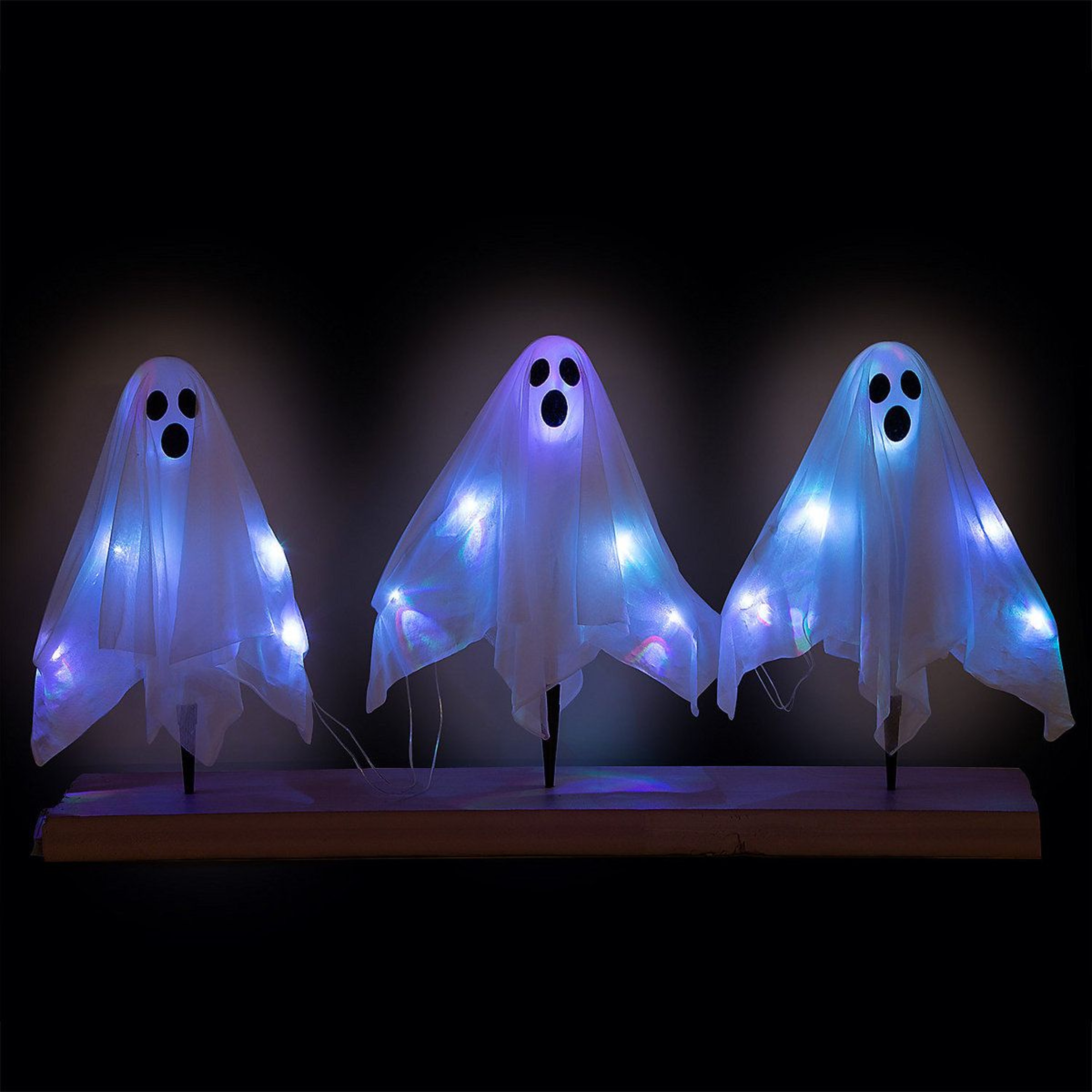LED Lighted Ghost Yard Display Battery Powered Halloween Decoration 0