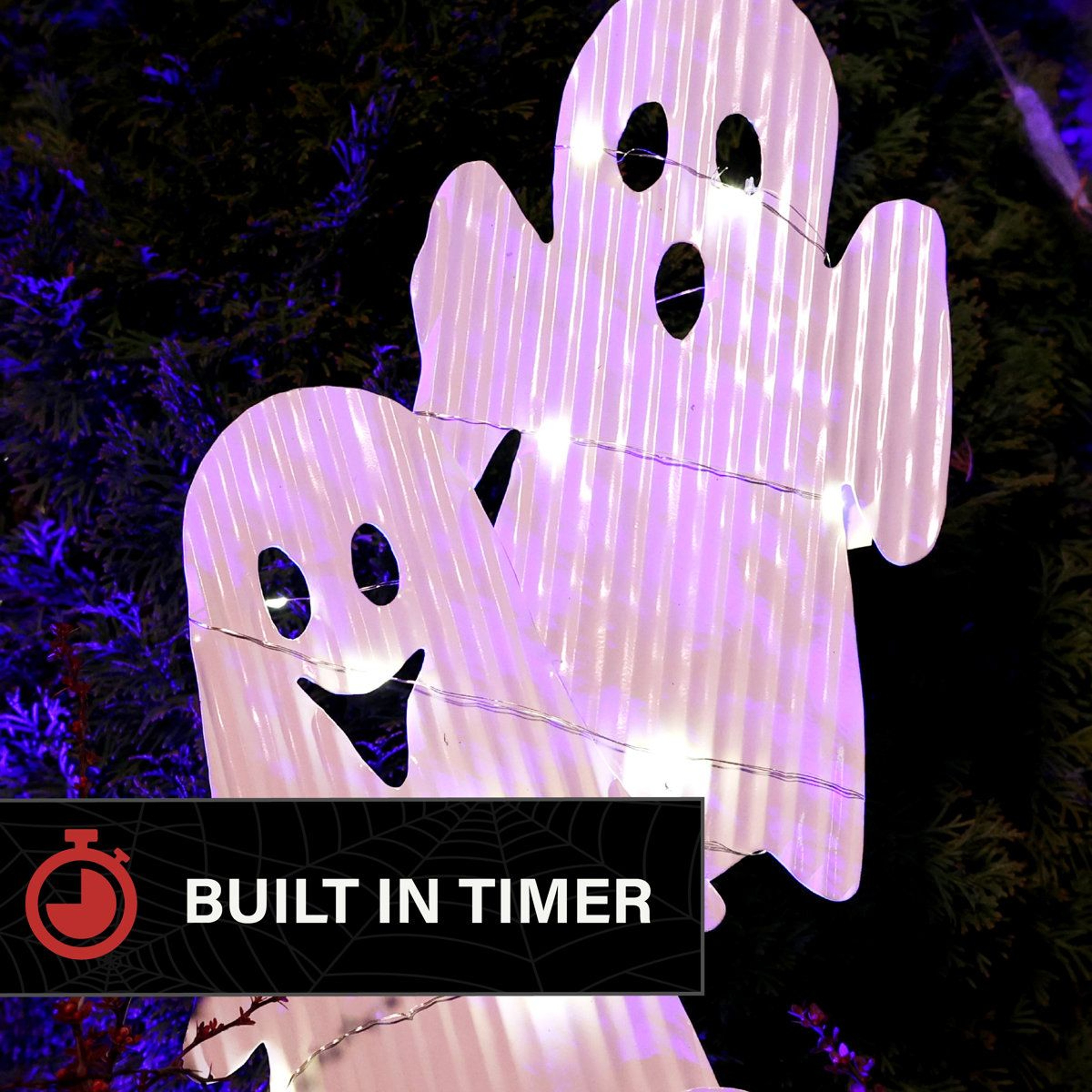 LED Stacked Ghost Halloween Decoration With Battery Powered Lights 5
