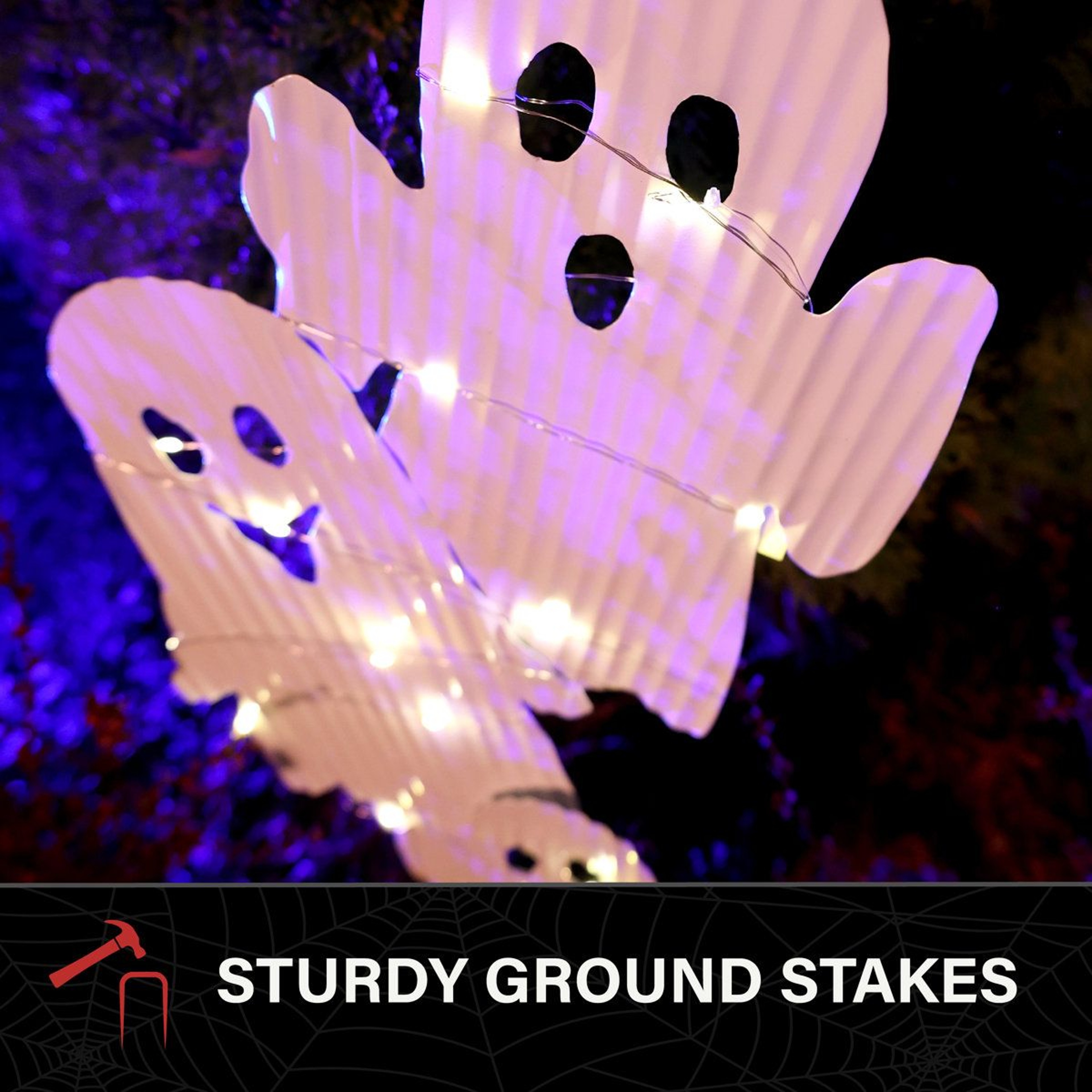 LED Stacked Ghost Halloween Decoration With Battery Powered Lights 3