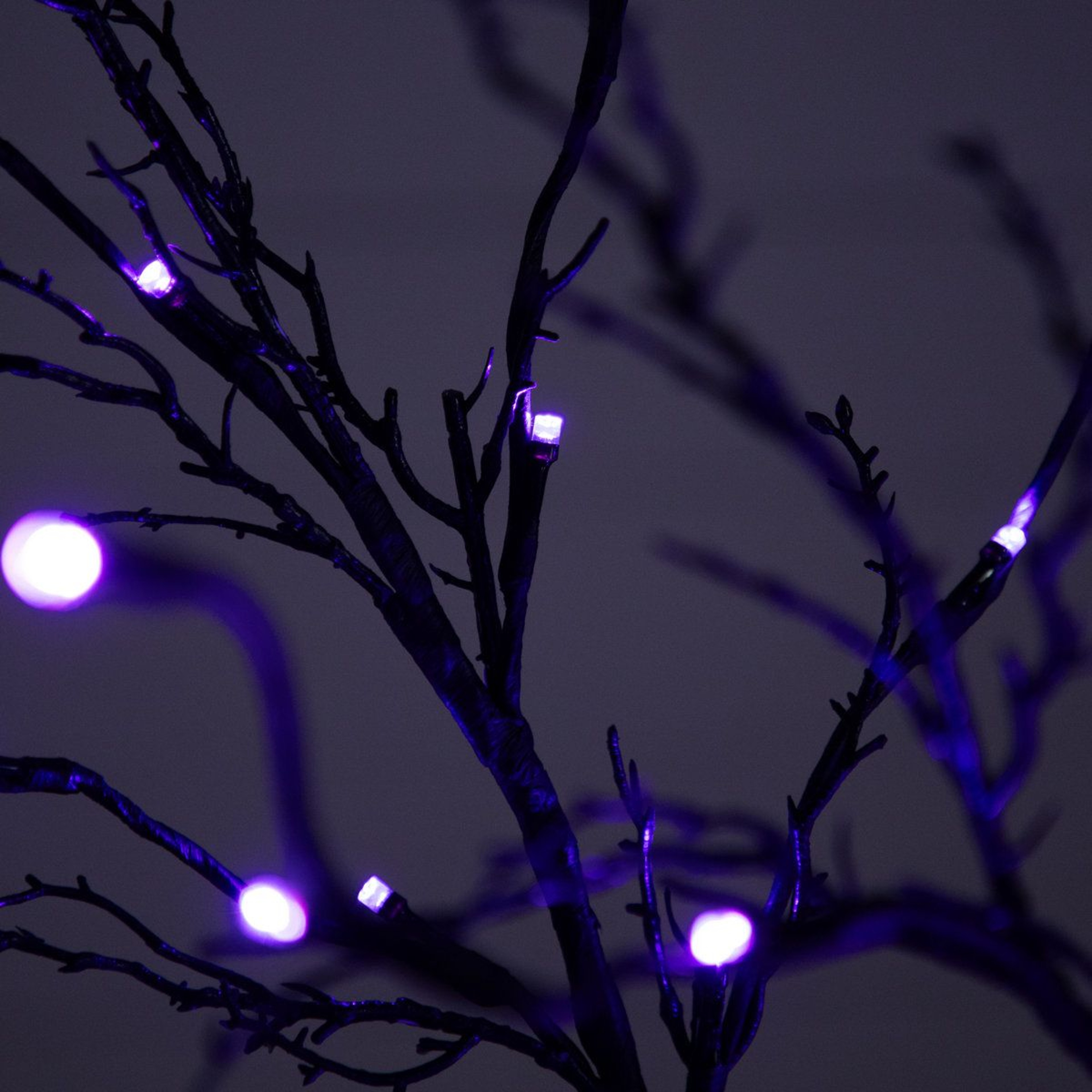 Pre Lit Black Halloween Twig Tree With Orange And Purple LED Lights 6