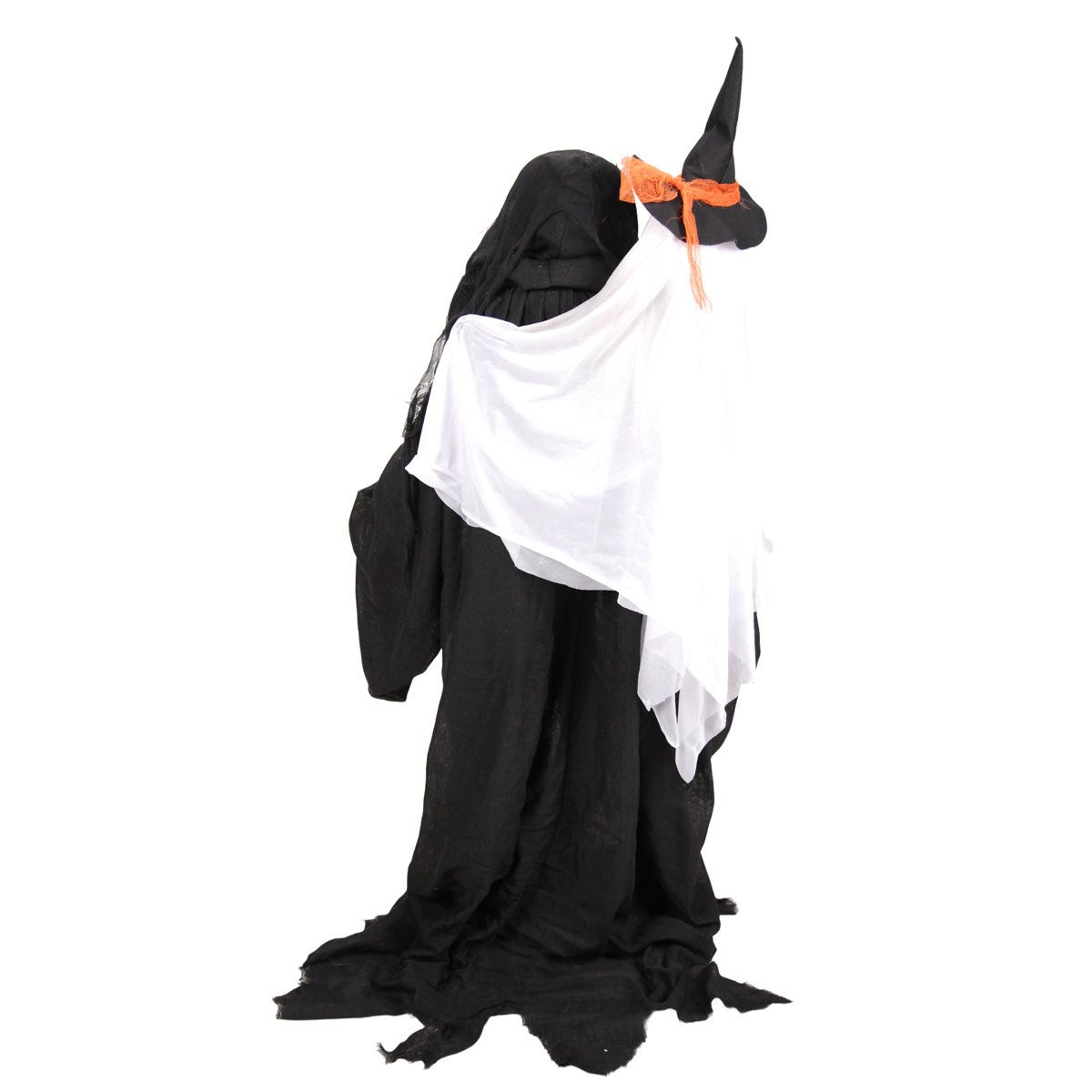 Sitting Reaper Halloween Animatronic With Moving Head And Red LED Eyes 3