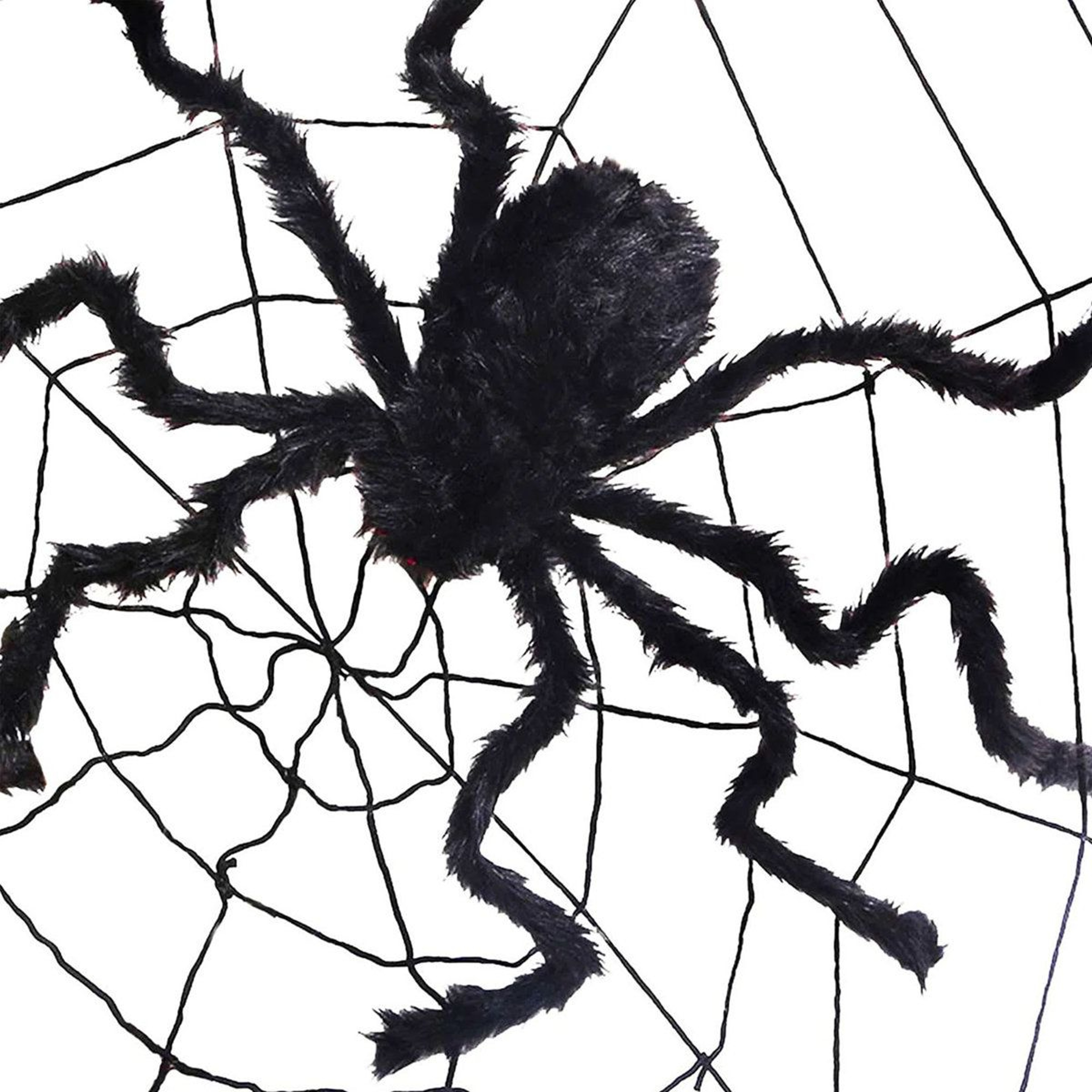 Giant Furry Halloween Spider With Web Set For Indoor And Outdoor Decorations 0