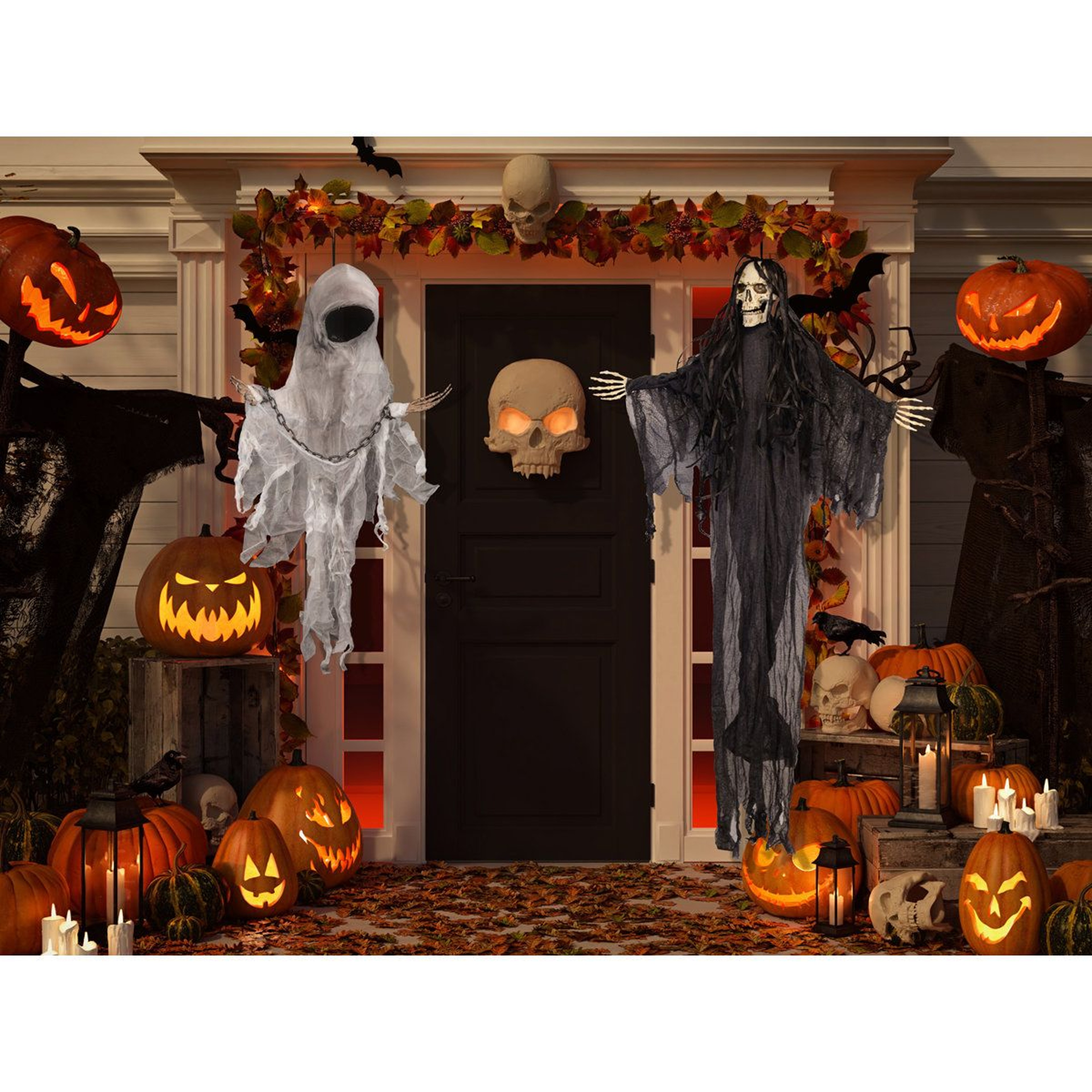 Scary Grim Reaper Light Up Animated Skeleton Ghost Outdoor Halloween Decorations 3