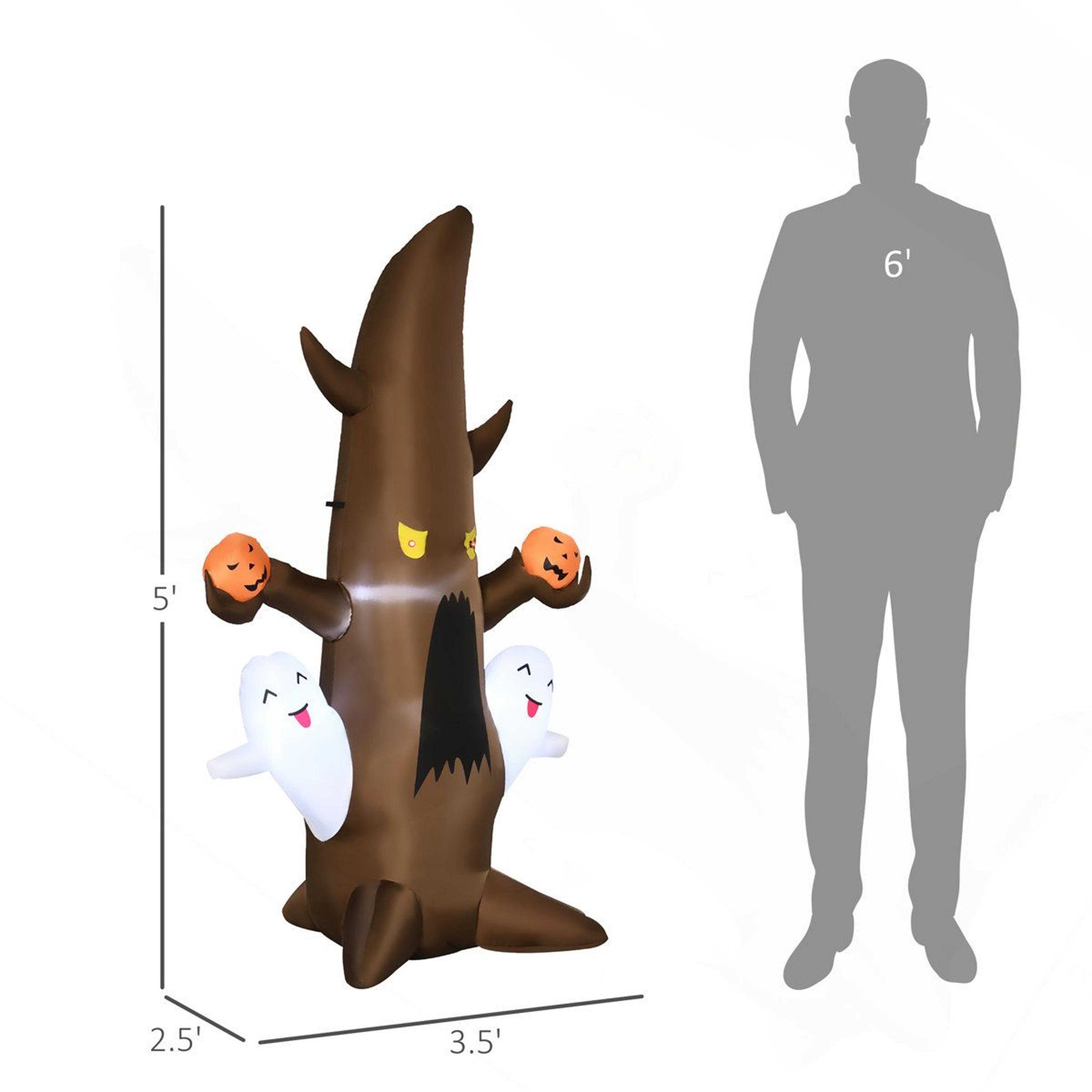 Halloween Inflatable Ghost Tree With Pumpkins And LED Lights 2