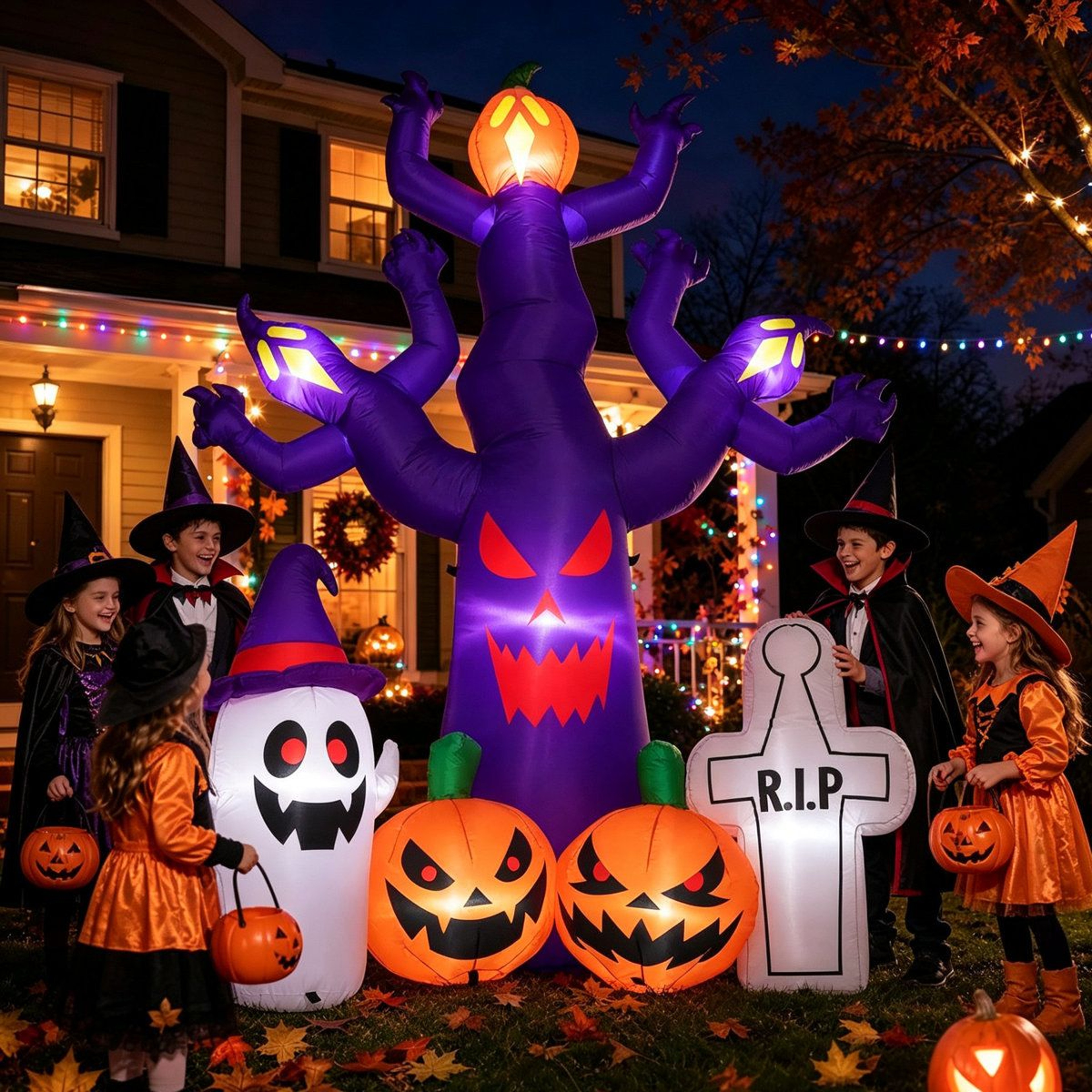 Halloween Inflatable Dead Tree With LED Lights And Spooky Decorations 5