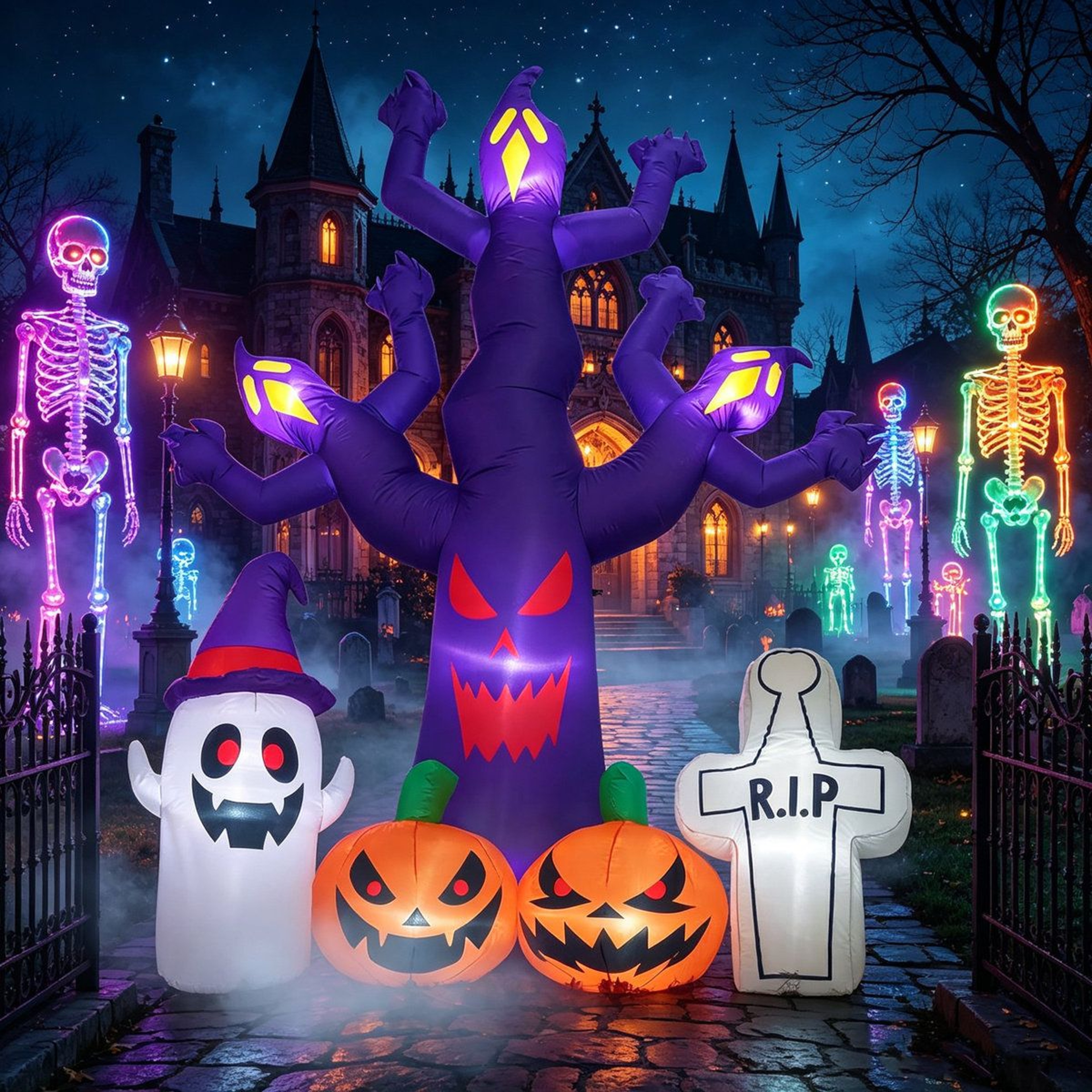 Halloween Inflatable Dead Tree With LED Lights And Spooky Decorations 0