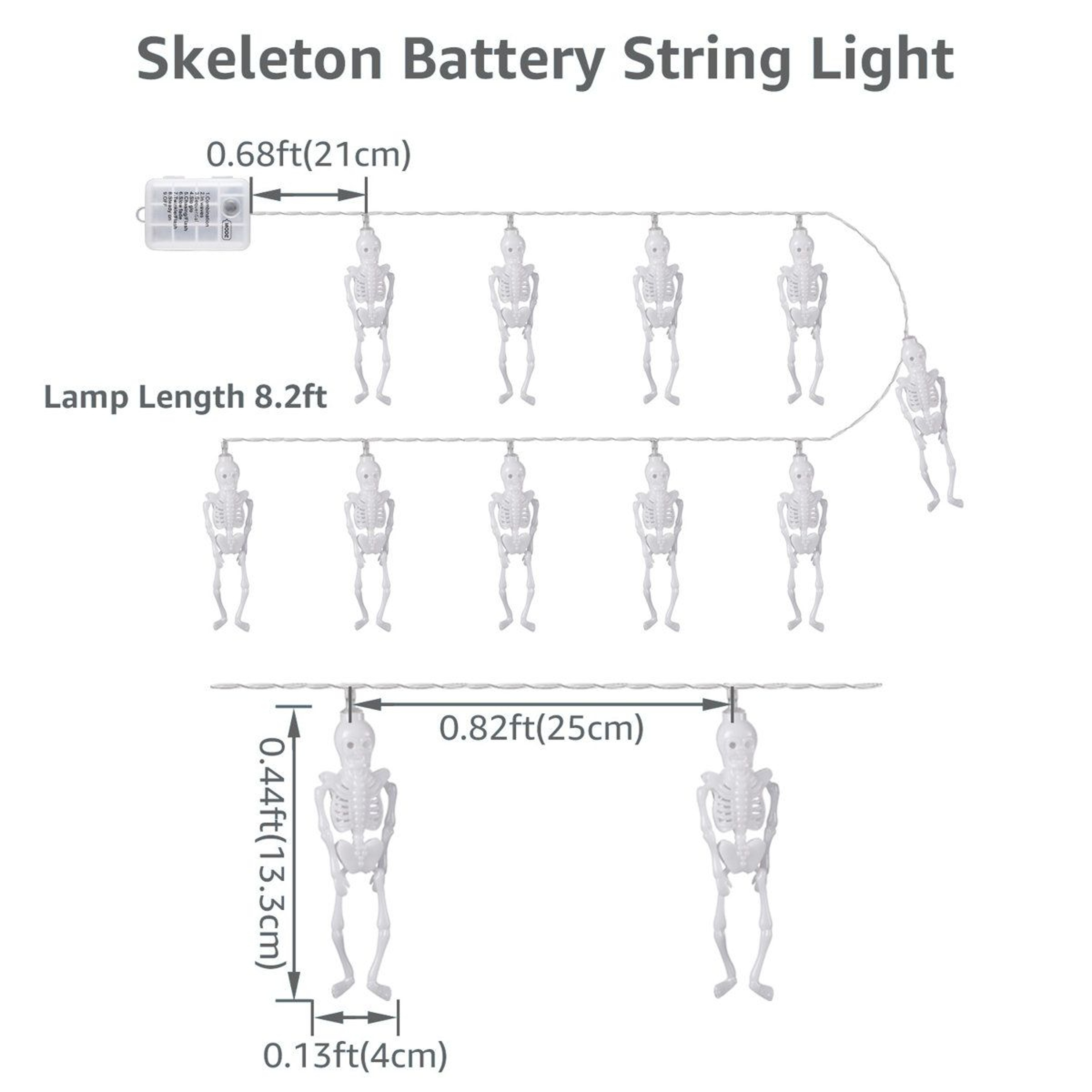 Halloween Skeleton Skull String Lights Battery Operated LED Decorations 4