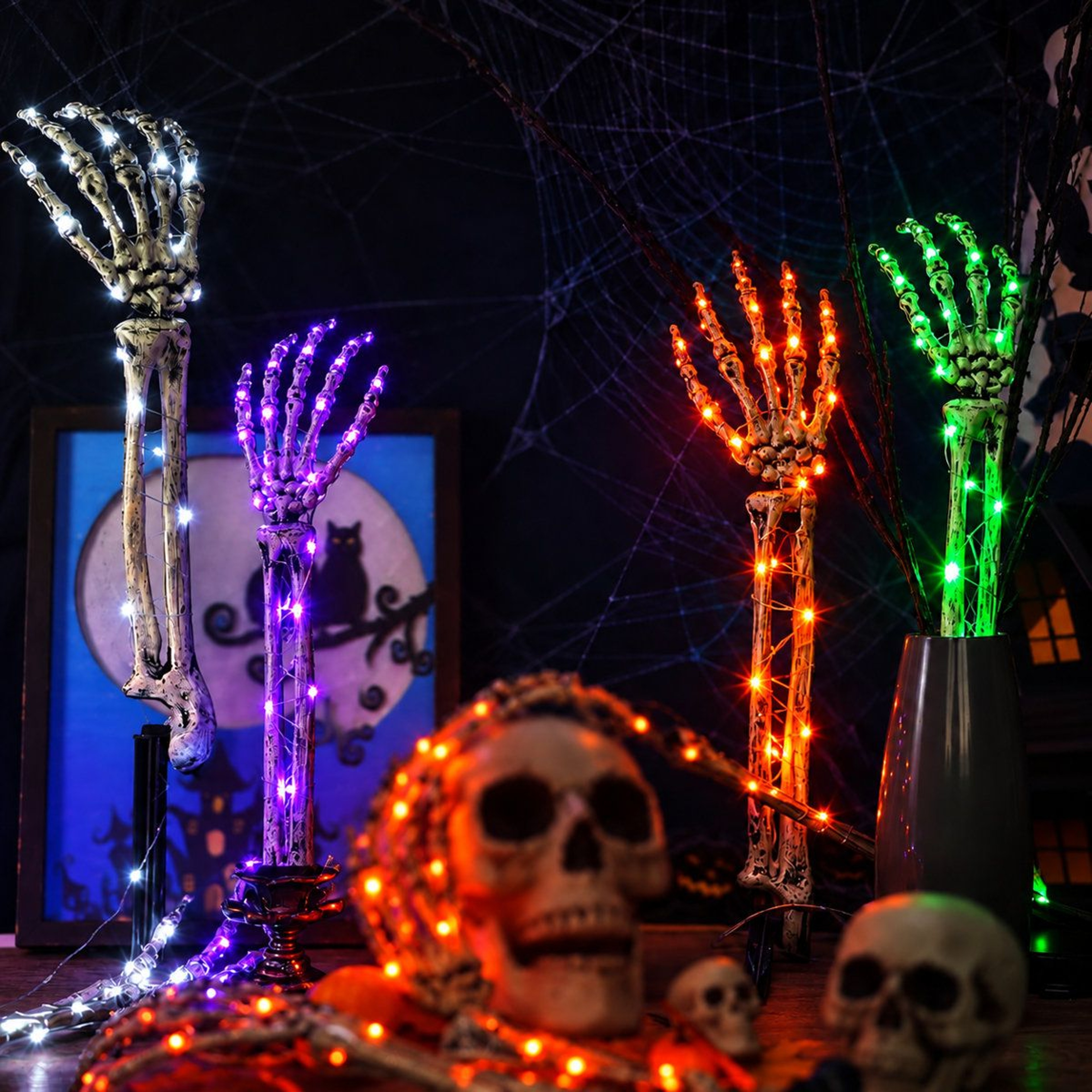 Outdoor Halloween Skeleton Hand Stake Lights With Purple LEDs 5