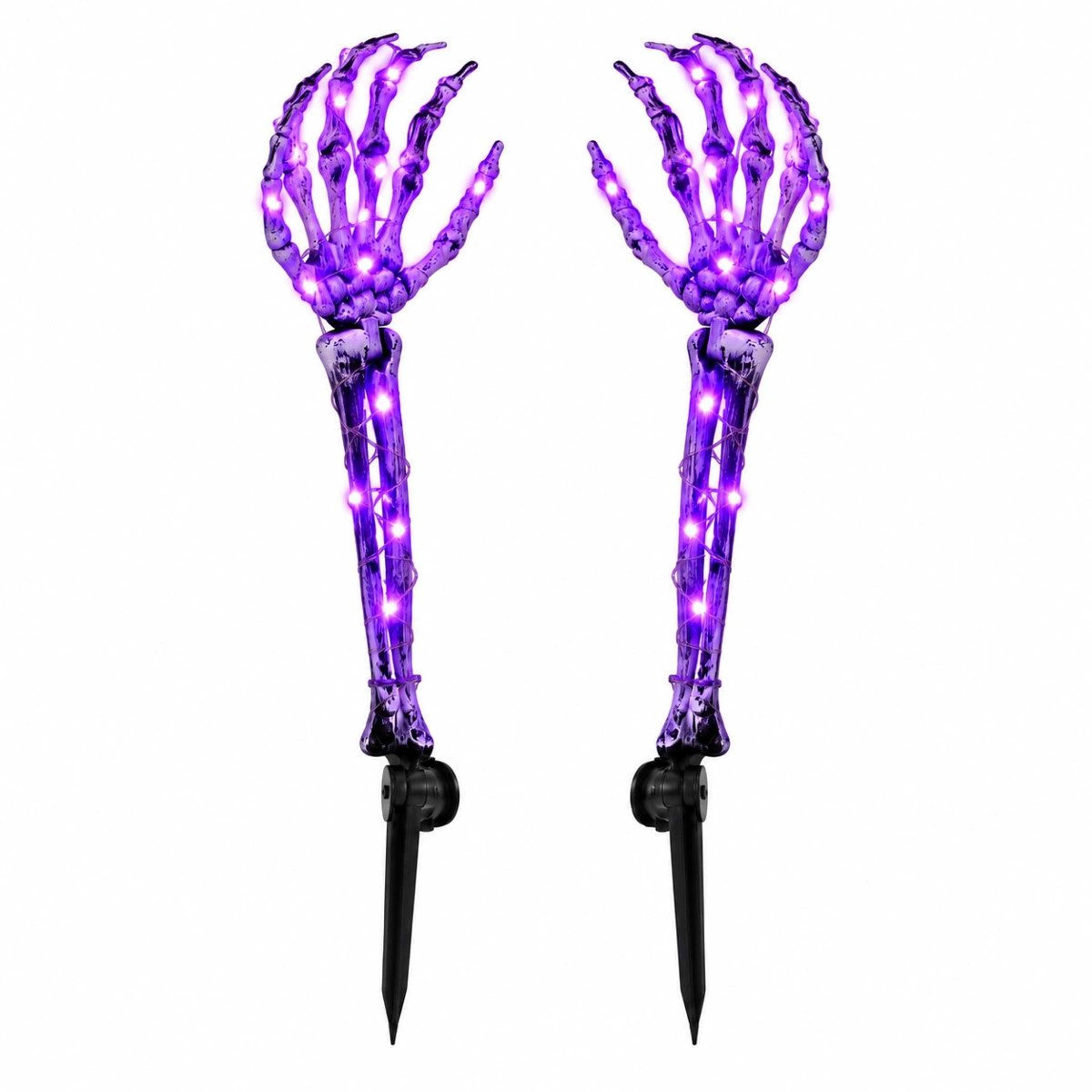 Outdoor Halloween Skeleton Hand Stake Lights With Purple LEDs 0