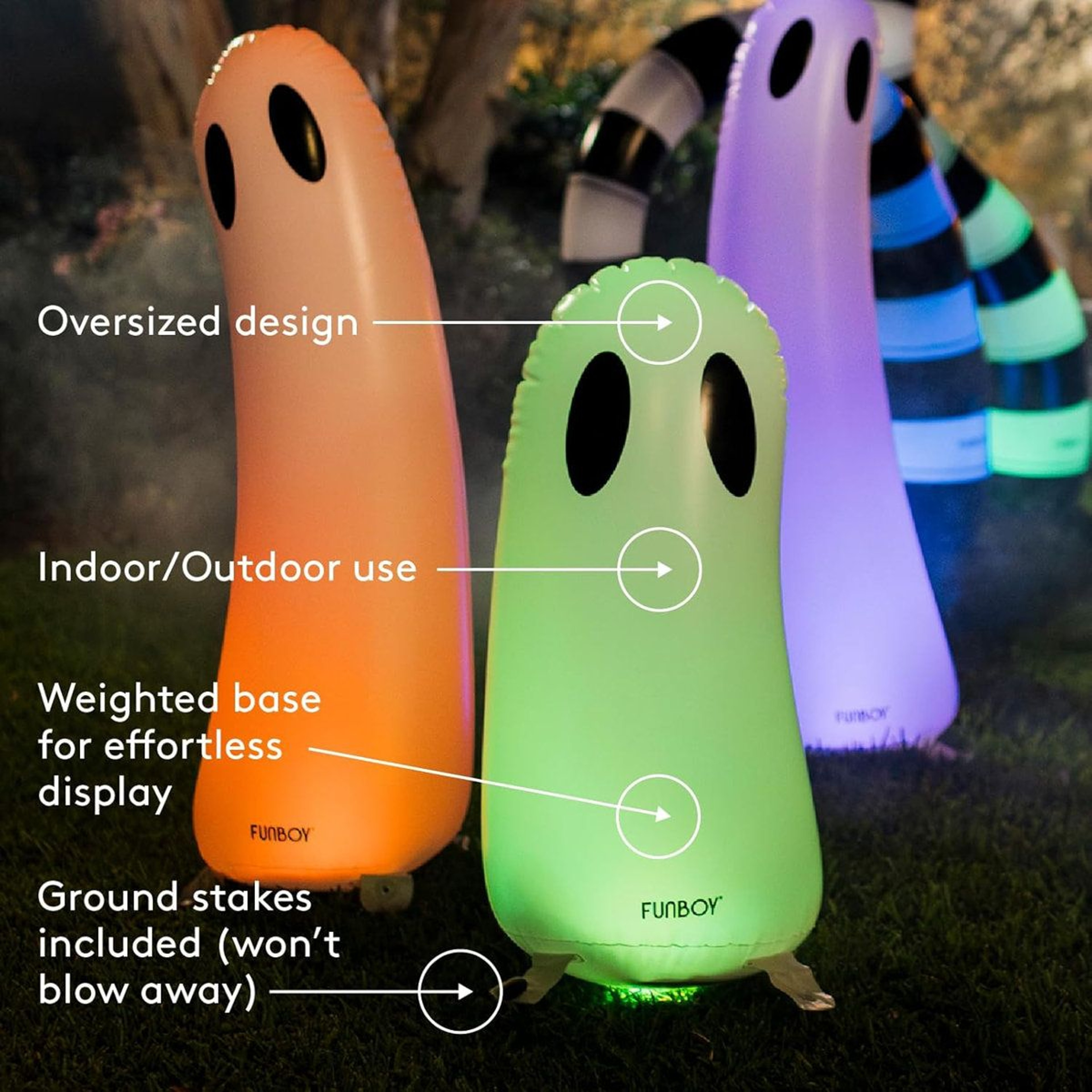 Standing Ghost Halloween Decorations With Multicolor LED Lights 3