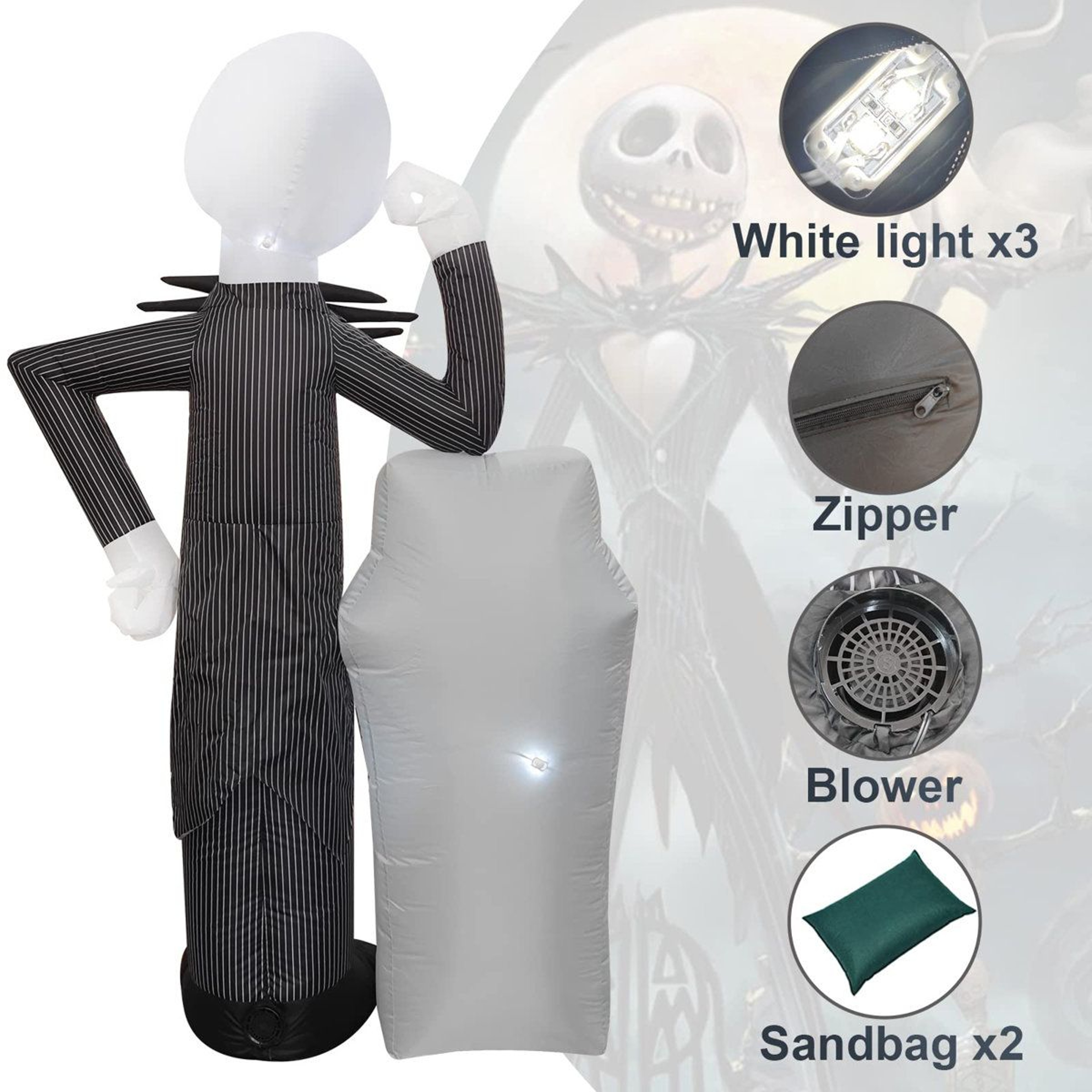 Inflatable Halloween Skeleton Outdoor Decoration With LED Lights 2