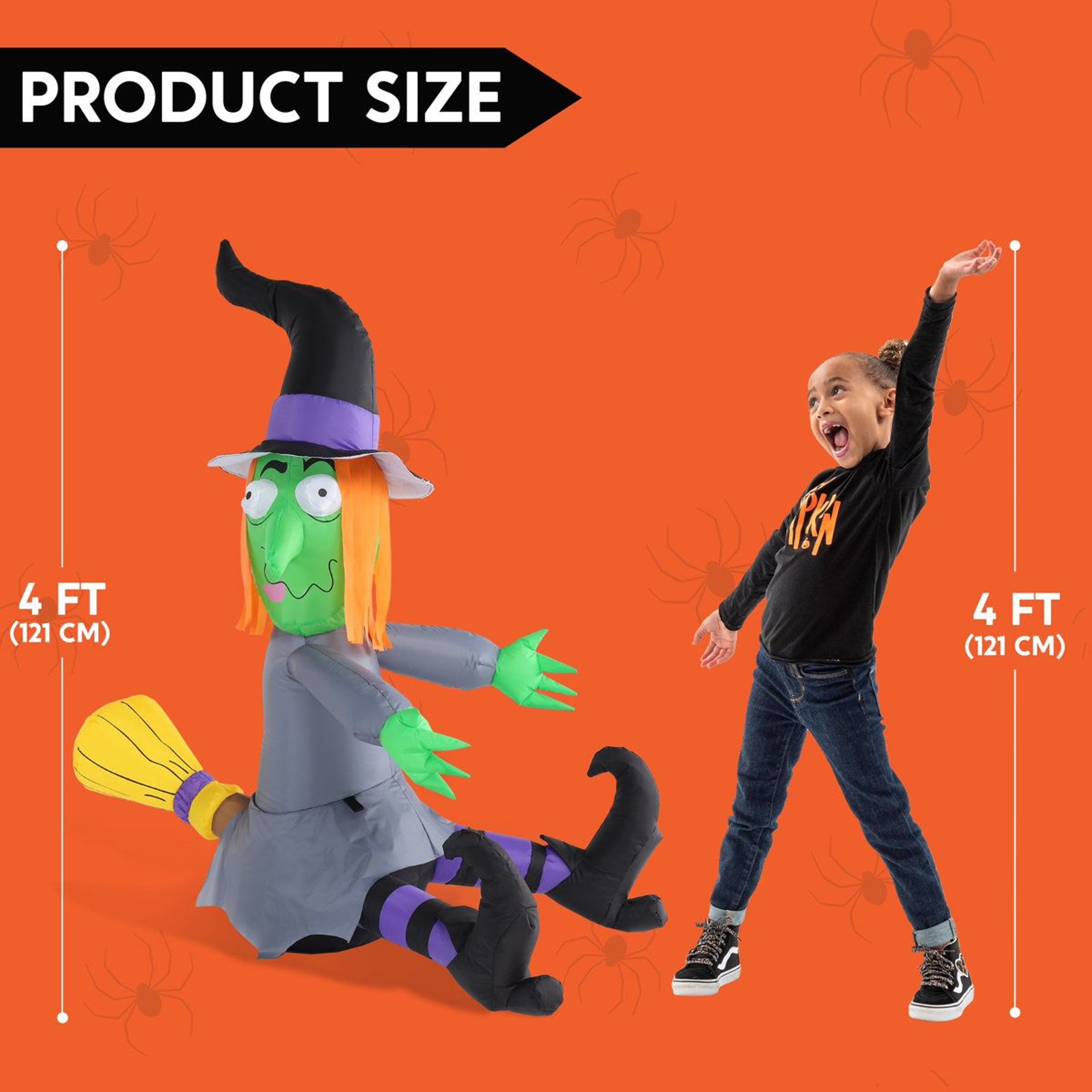 Halloween Inflatable Witch With BuiltIn LED Lights For Outdoor Yard Decor 3