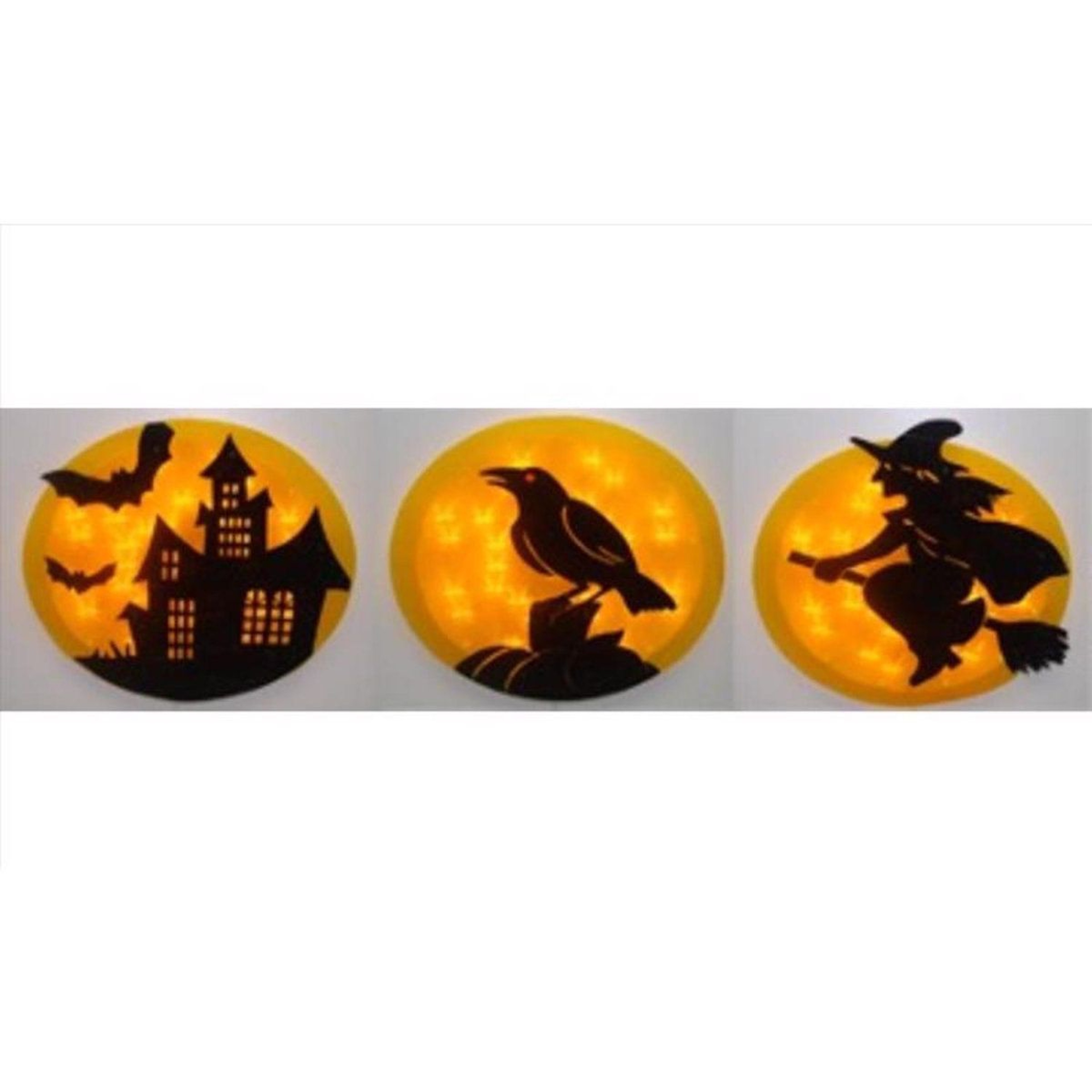 Prelit Yellow Halloween Window Decoration With Plug In Lights 0