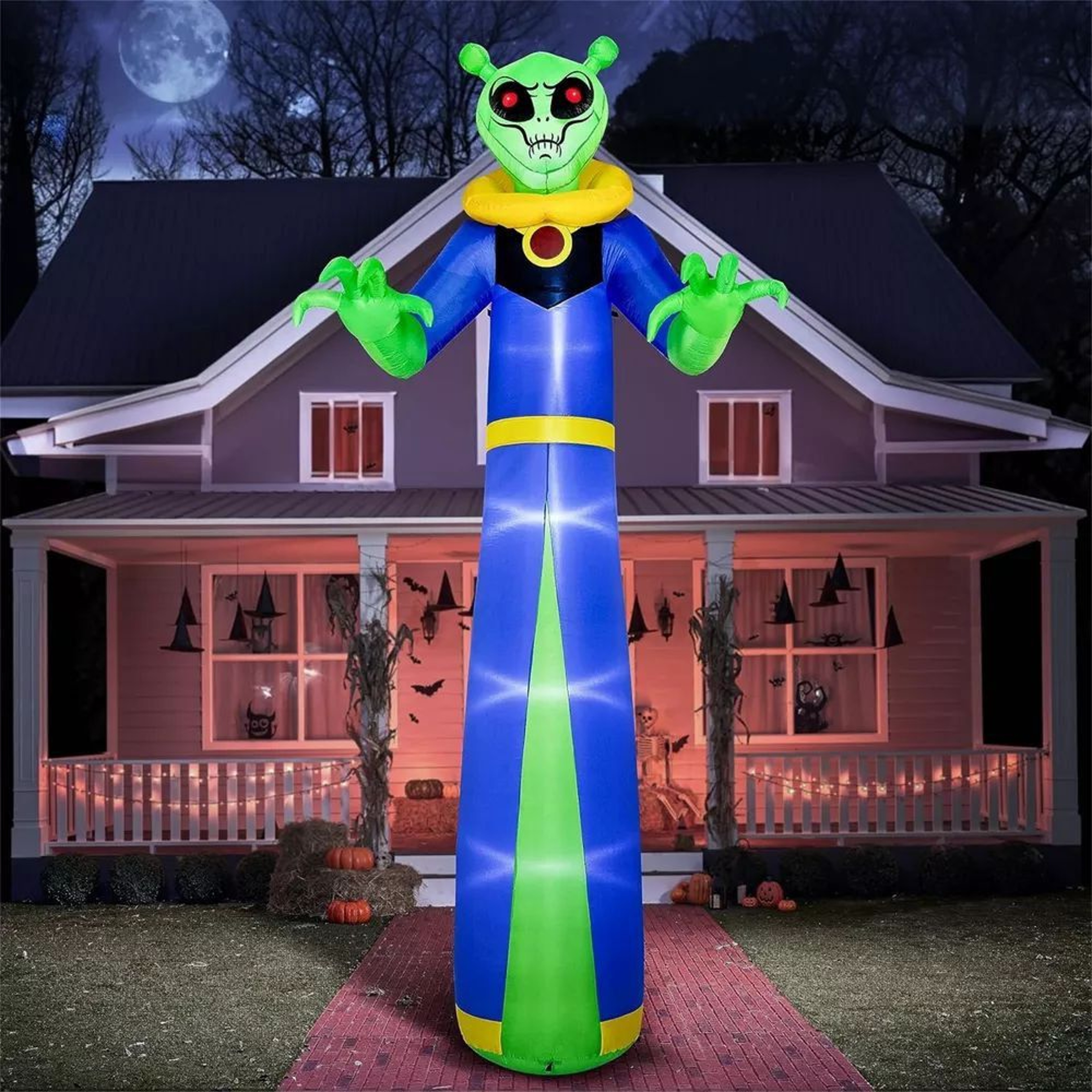Halloween Inflatable Giant Alien Wizard Ghost With Red LED Eyes 5