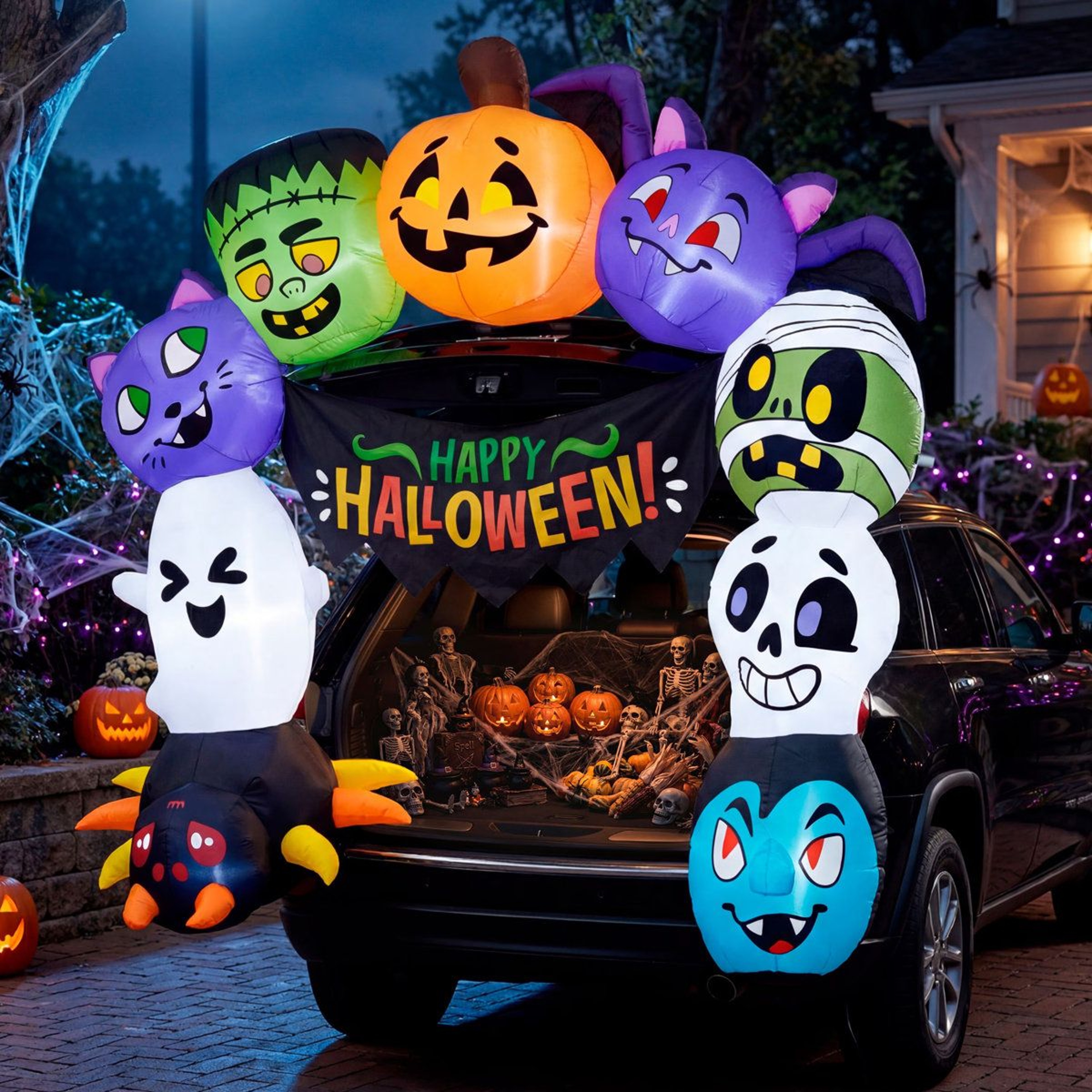 Tall Inflatable Trunk Or Treat Archway Decoration With Lights 0