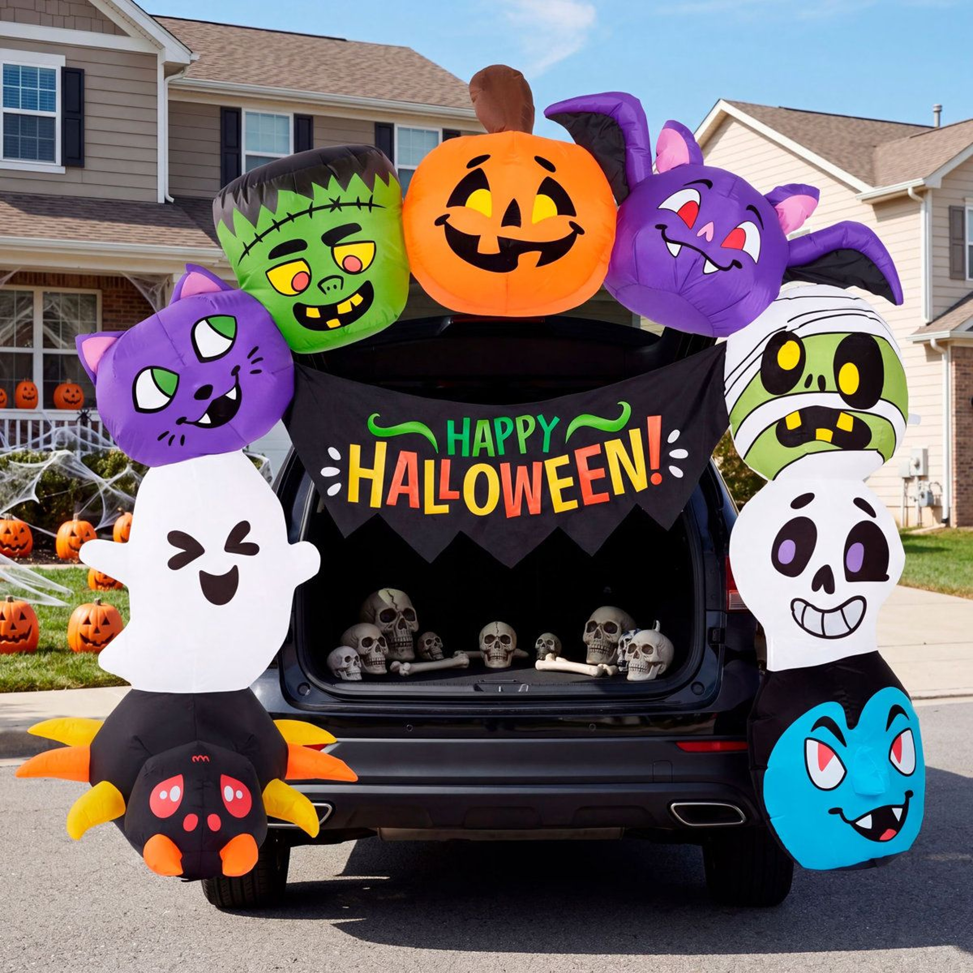 Tall Inflatable Trunk Or Treat Archway Decoration With Lights 5
