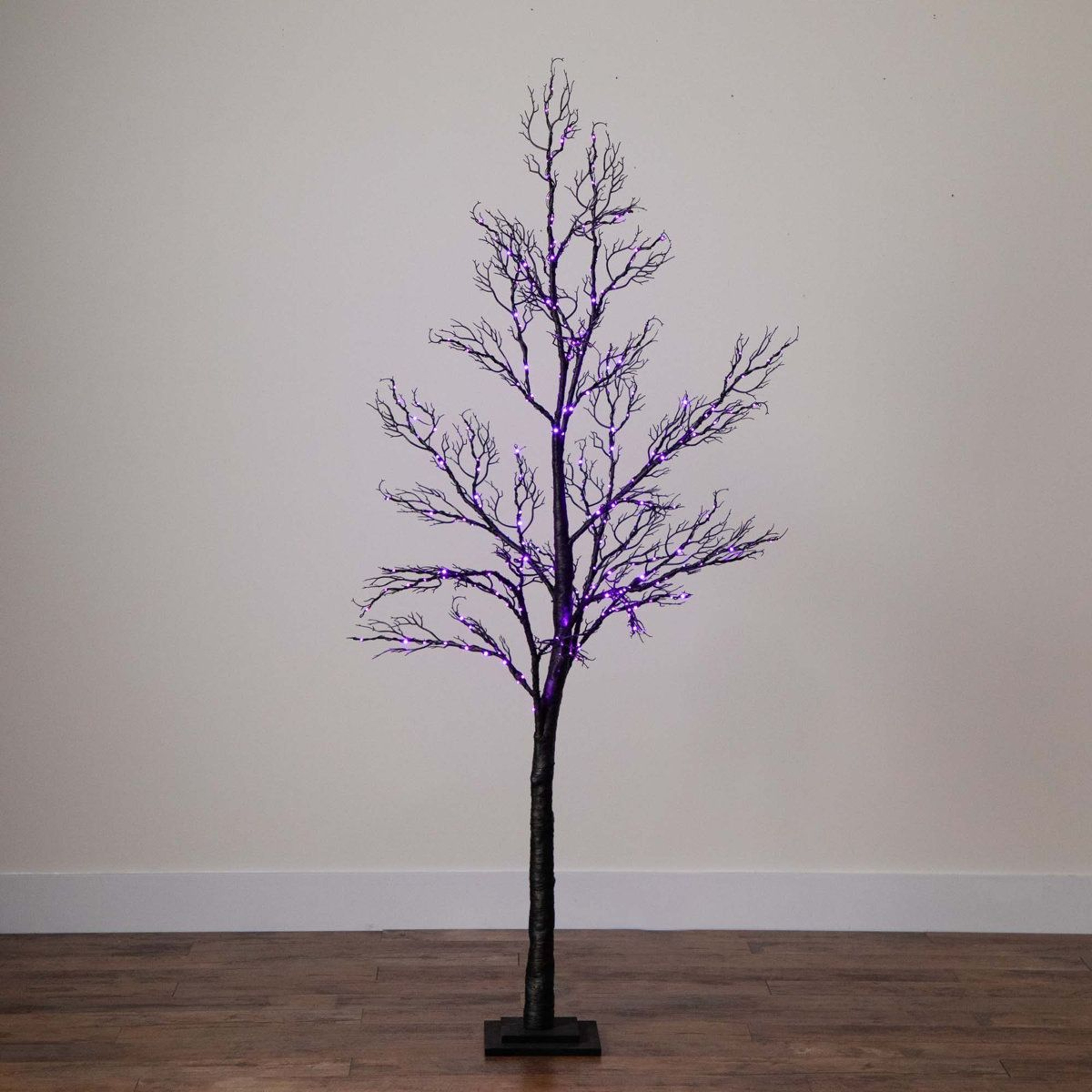 Pre Lit Halloween Artificial Twig Tree With Orange And Purple LED Lights 0
