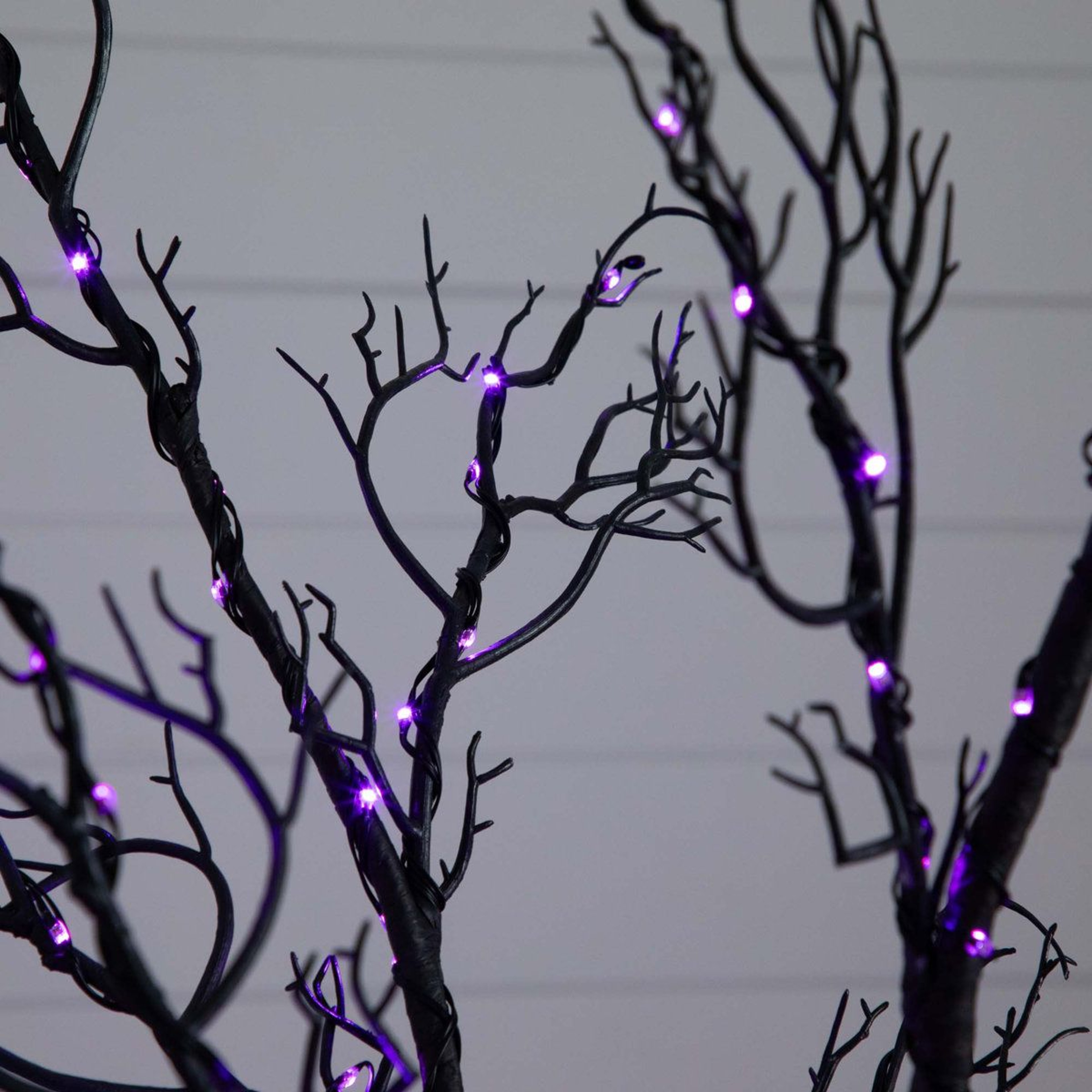 Pre Lit Halloween Artificial Twig Tree With Orange And Purple LED Lights 1