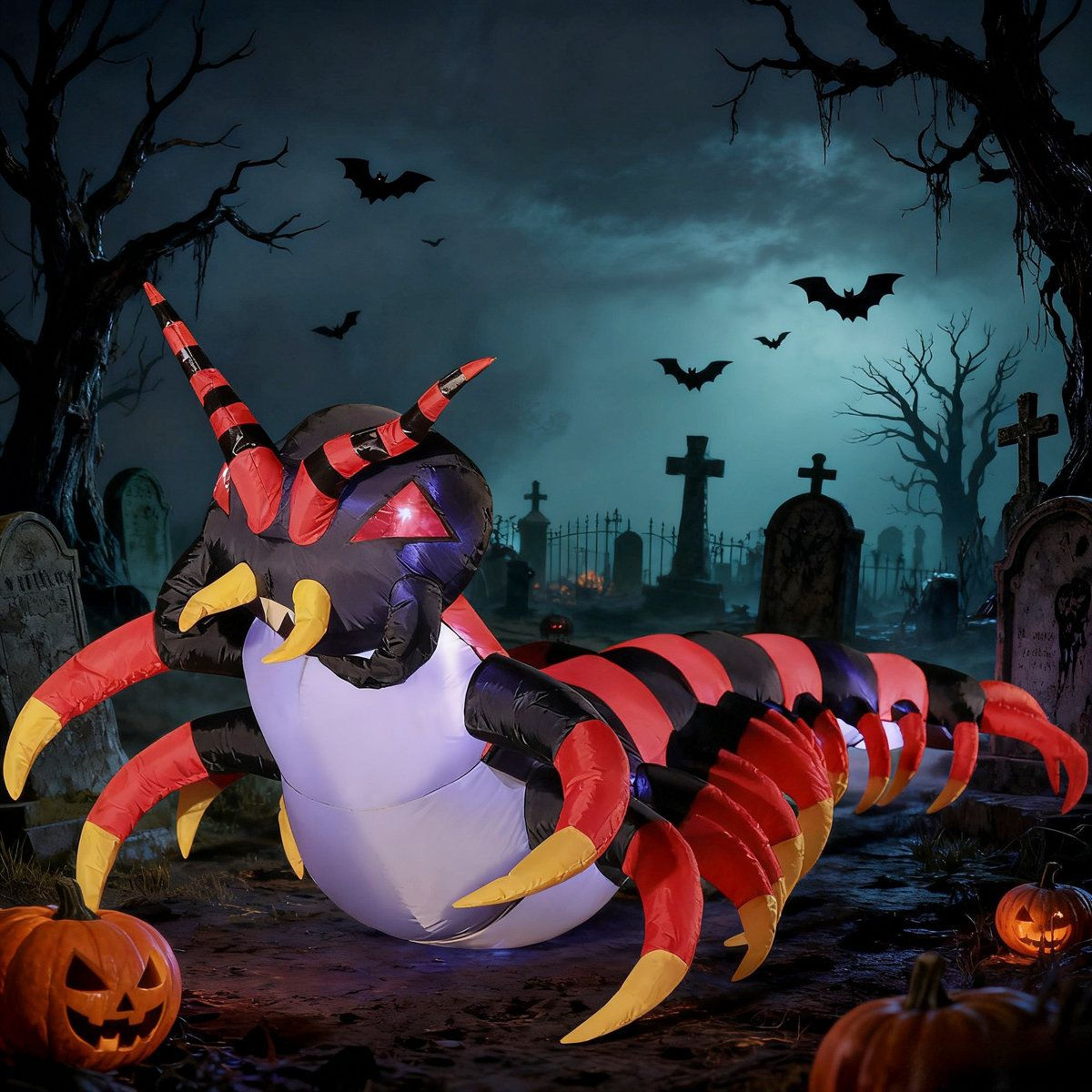 Halloween Inflatable Centipede Decoration With LED Lights For Outdoor Yard Decor 5