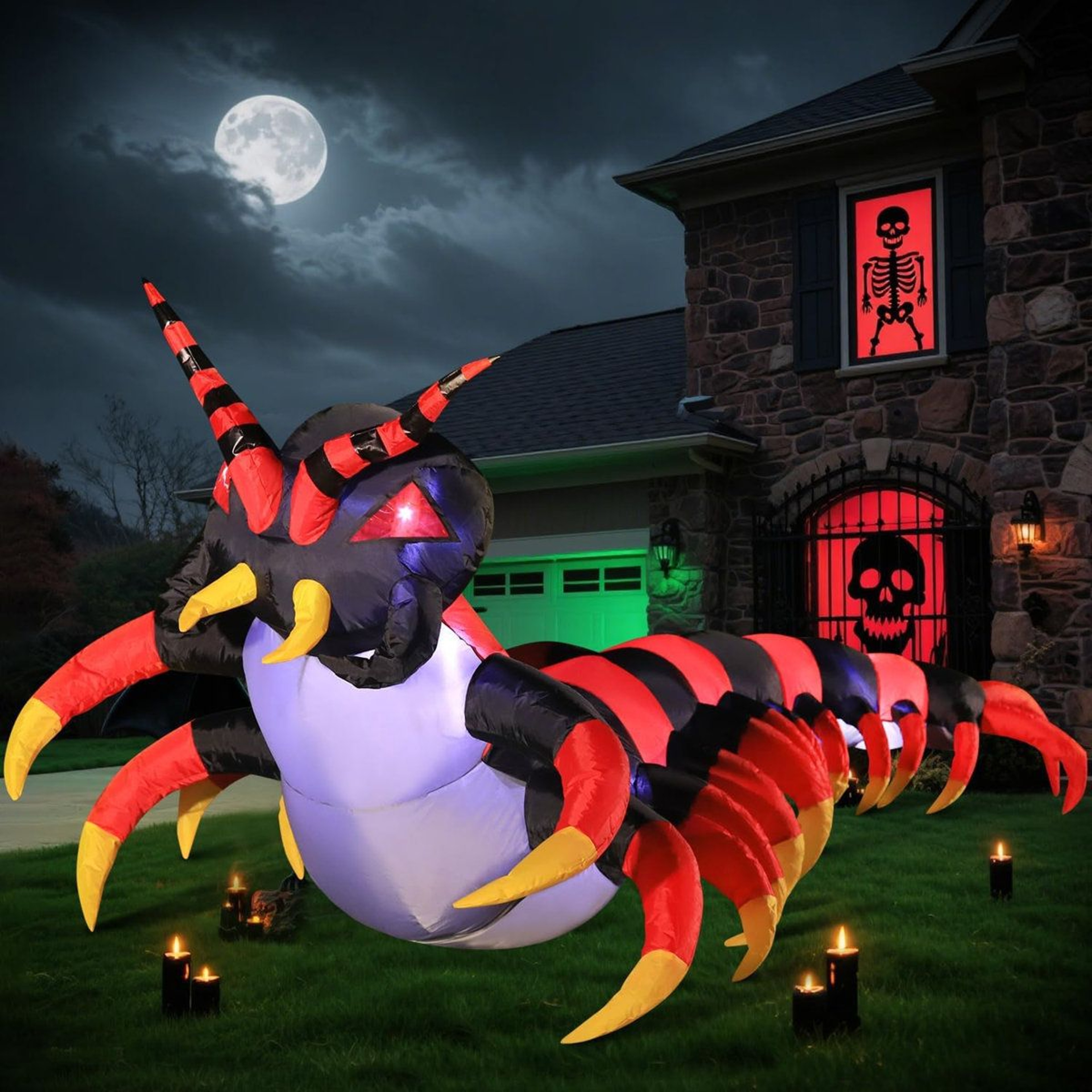 Halloween Inflatable Centipede Decoration With LED Lights For Outdoor Yard Decor 2