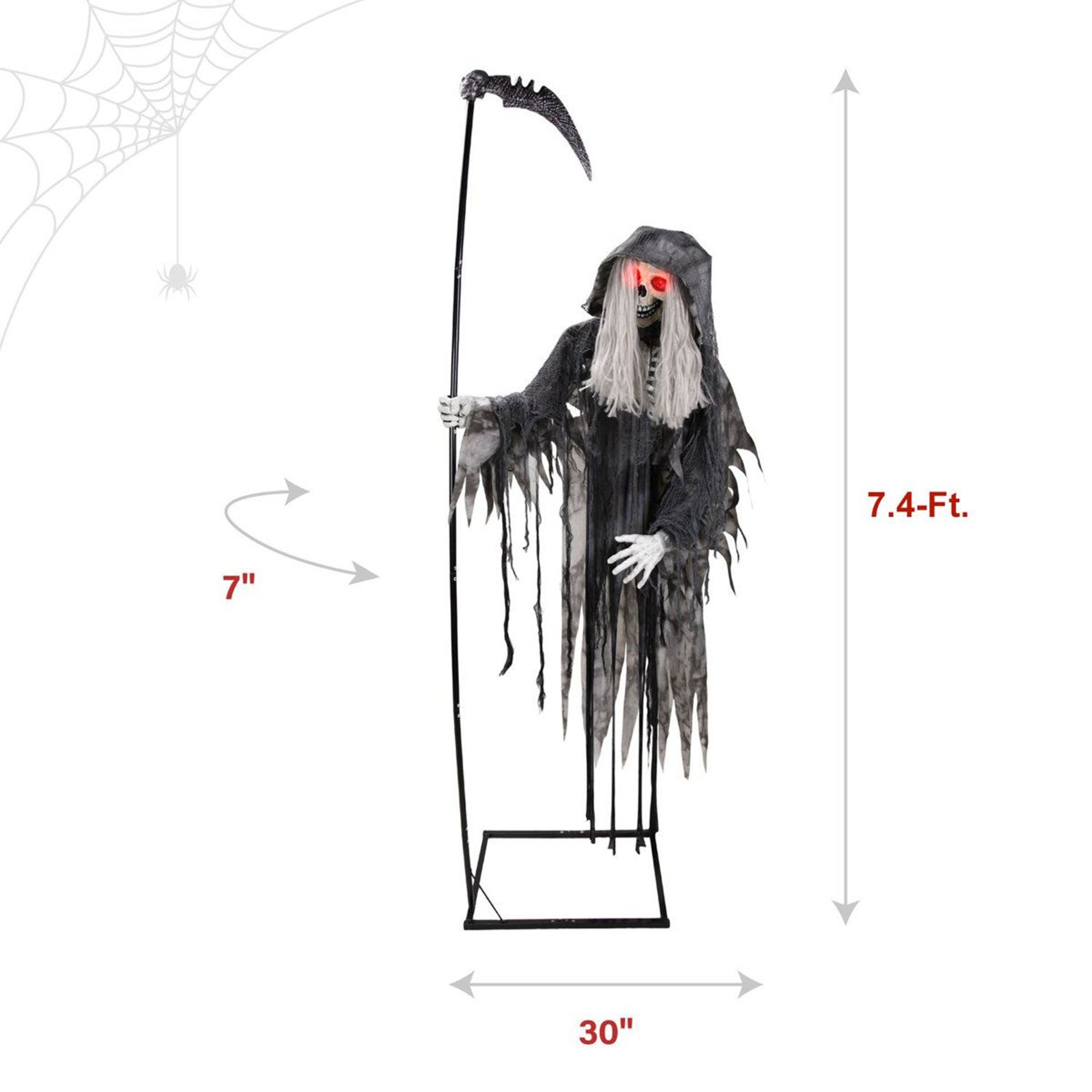 Floating Reaper Halloween Animatronic With Moving Head And Red LED Eyes 4