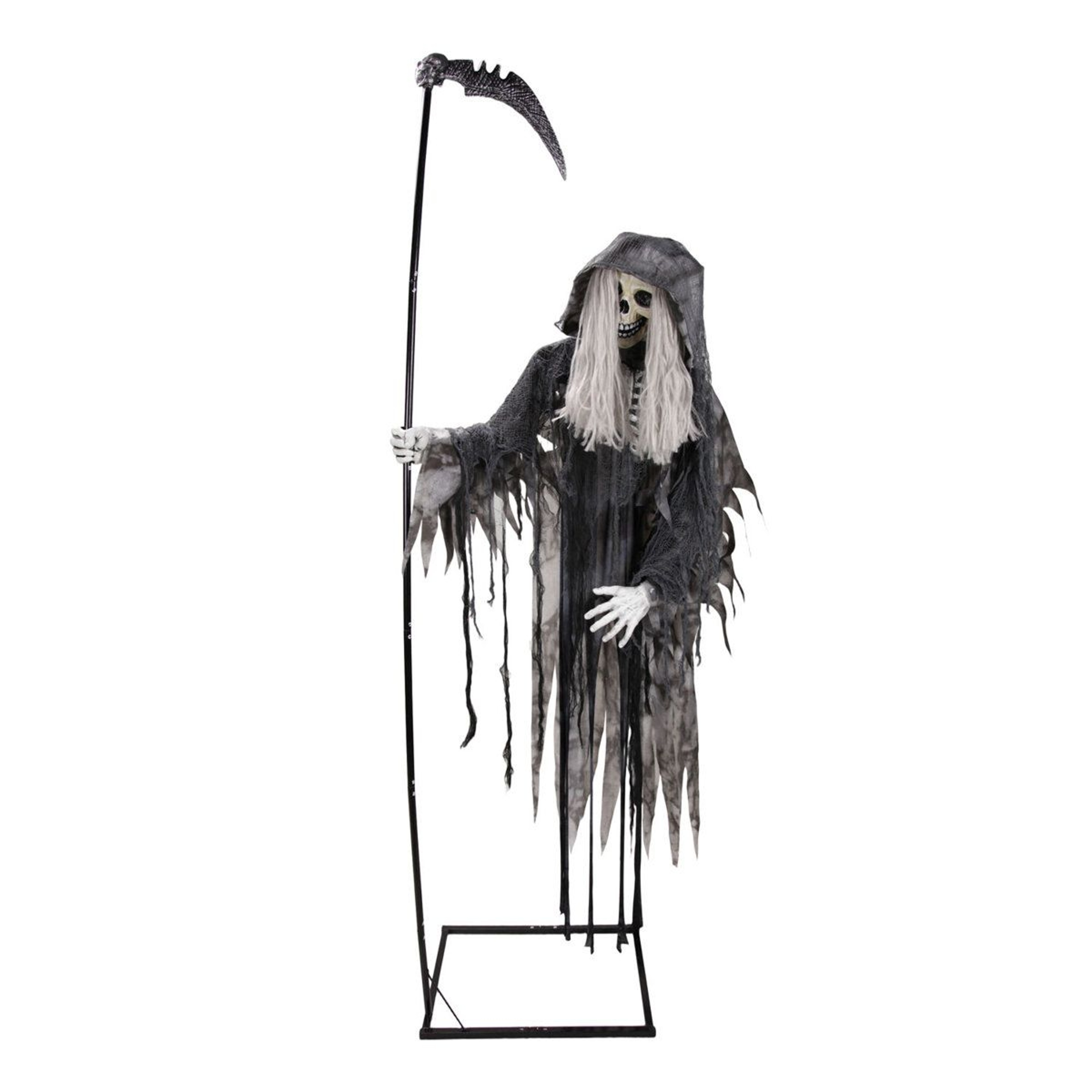 Floating Reaper Halloween Animatronic With Moving Head And Red LED Eyes 7