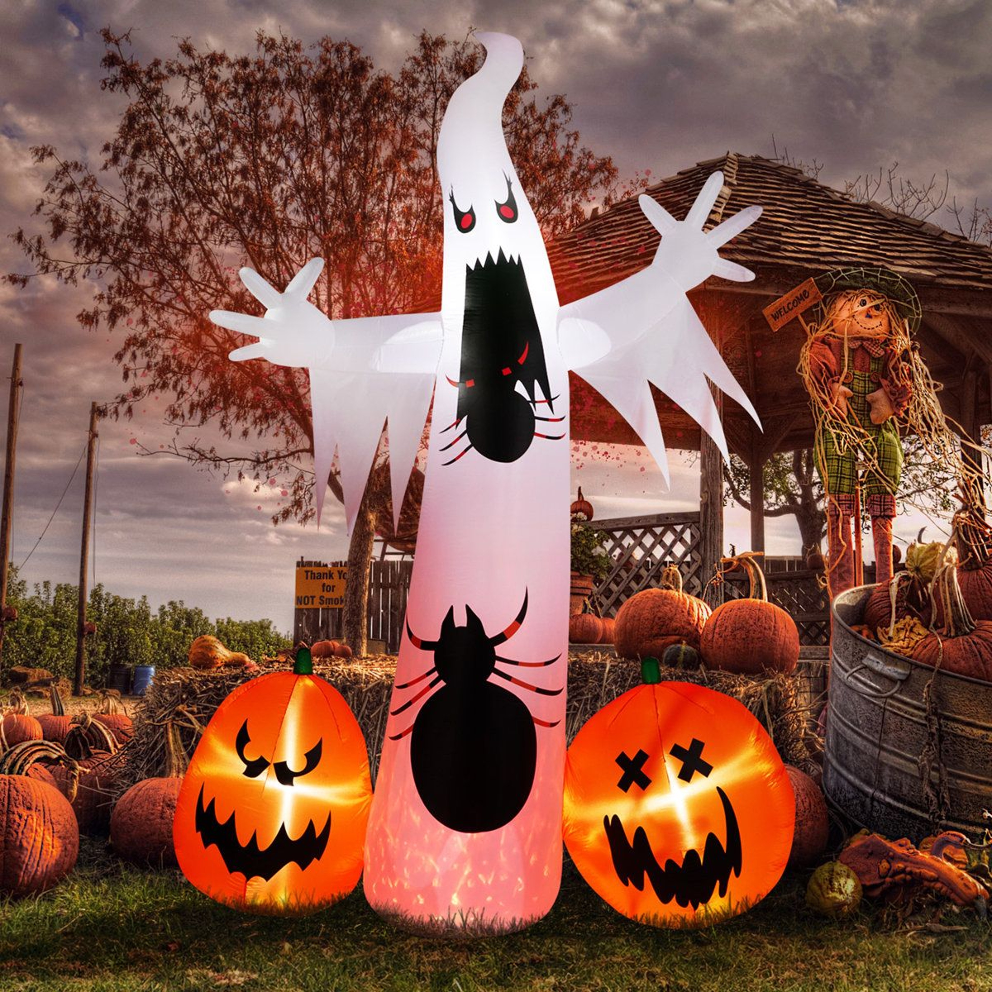 Pumpkin Spider Ghost Inflatable Halloween Outdoor Decoration With LED Lights 0