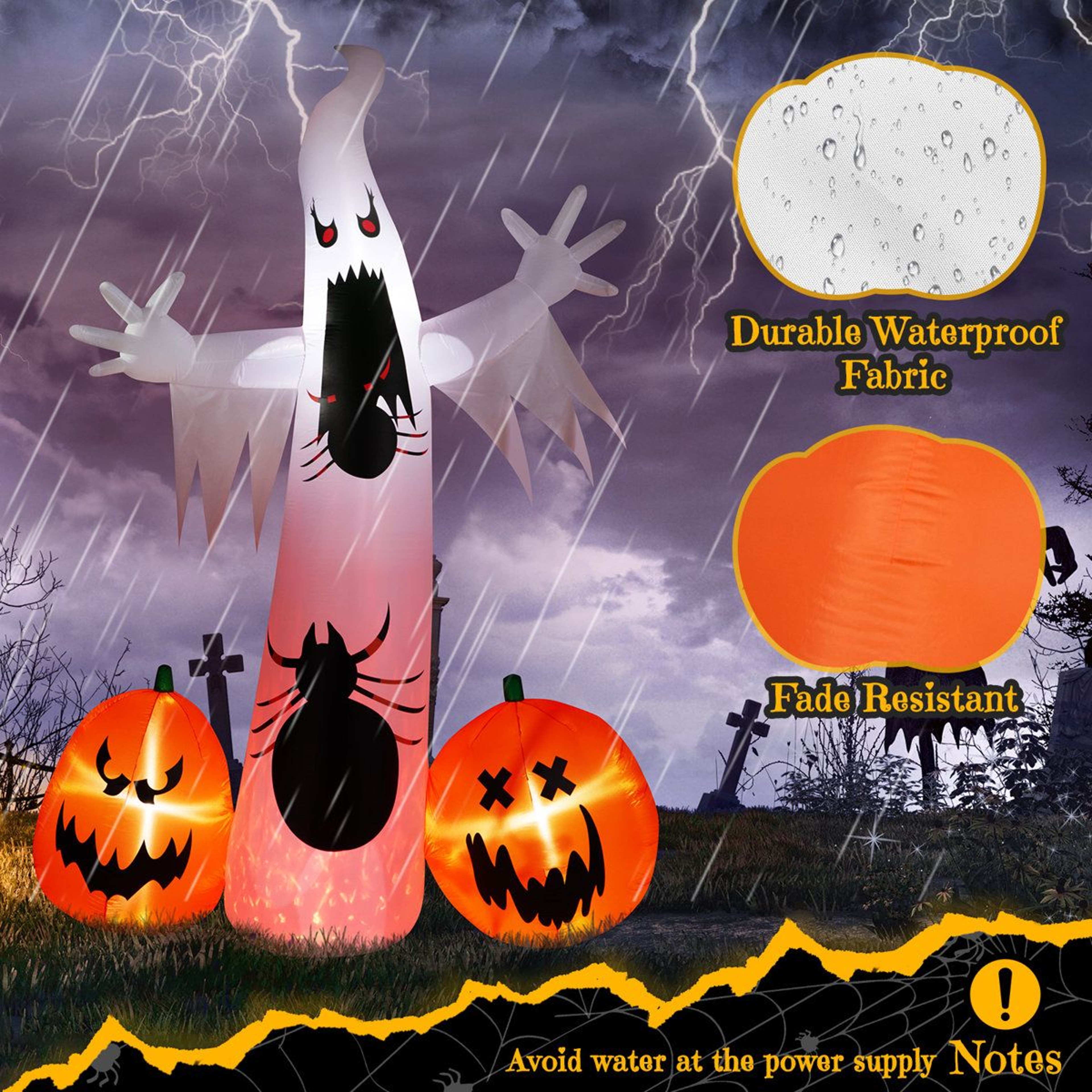 Pumpkin Spider Ghost Inflatable Halloween Outdoor Decoration With LED Lights 1