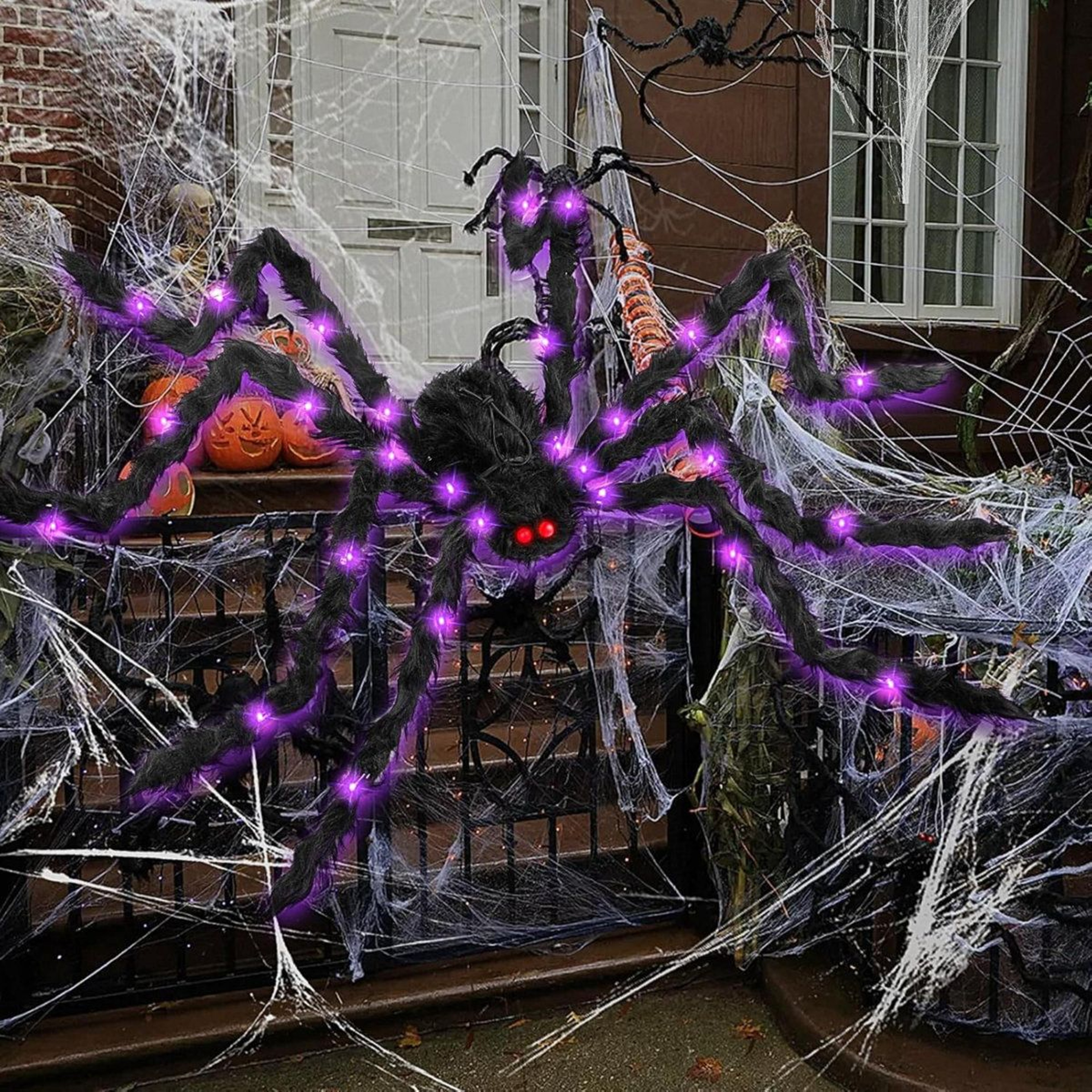 Giant Light Up Halloween Spider Decoration Battery Powered Indoor Outdoor Decor 4