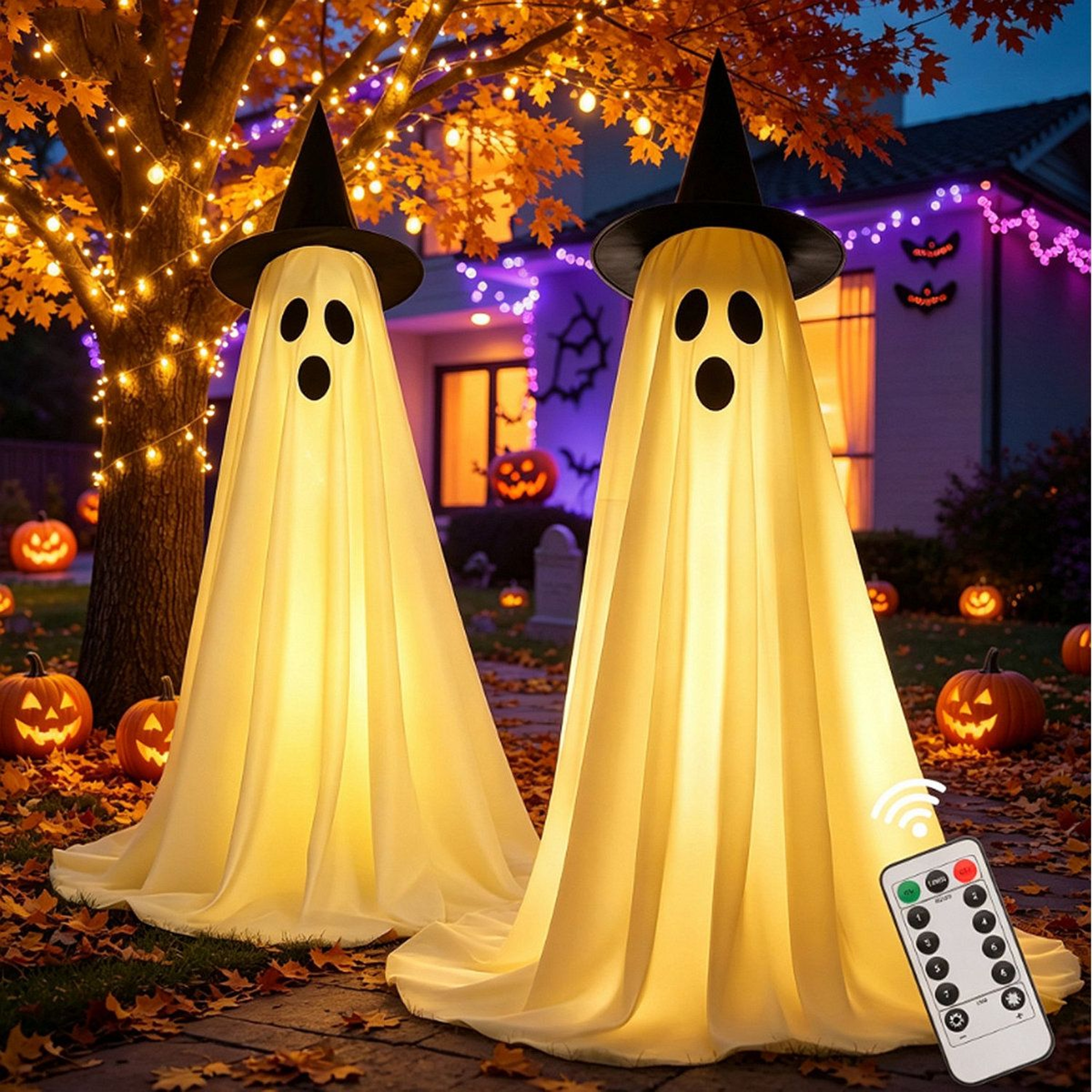 Halloween Outdoor Light Up Ghost Decorations With Remote And LED Lights 5