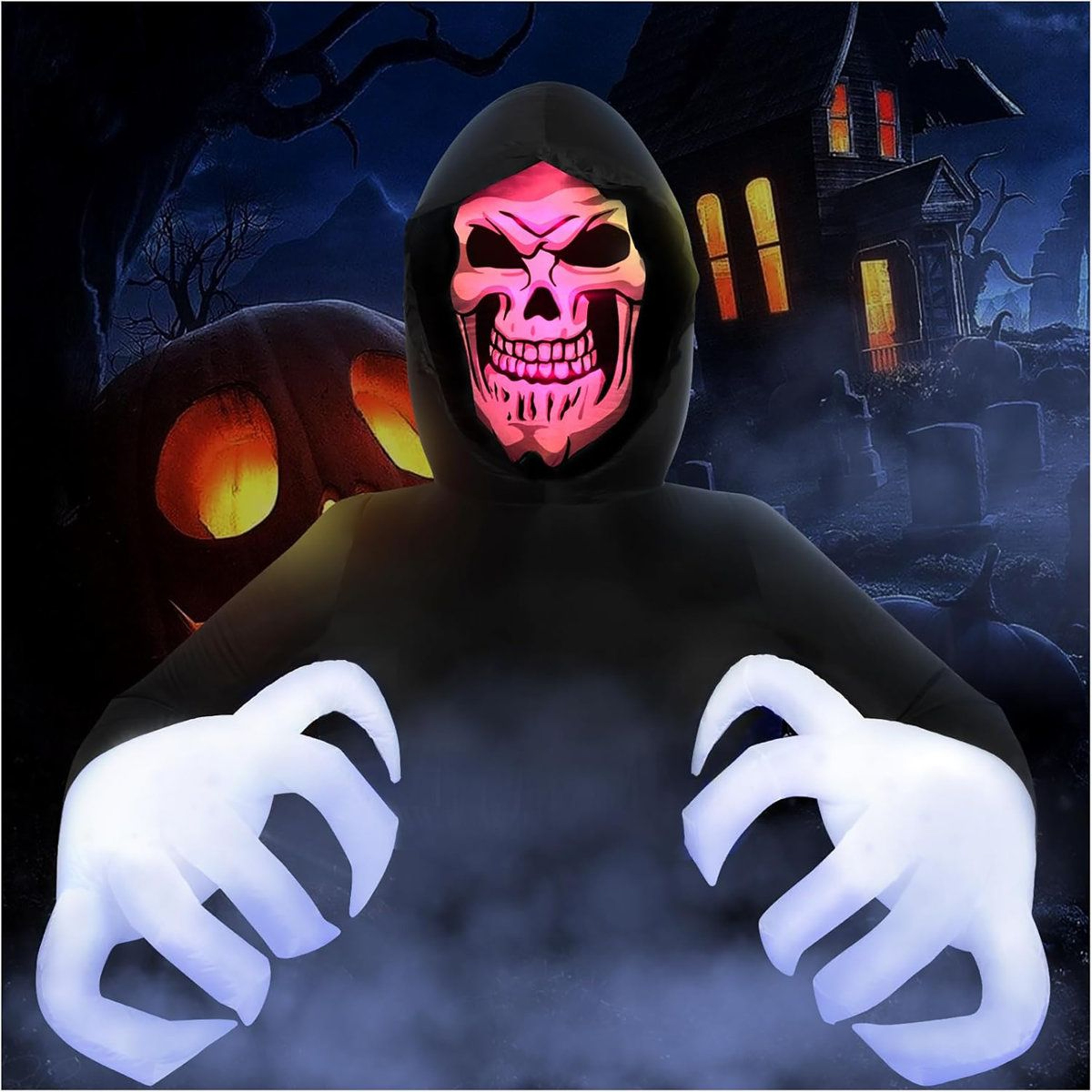 Halloween Inflatable Grim Reaper Outdoor Yard Decoration With LED Lights 3