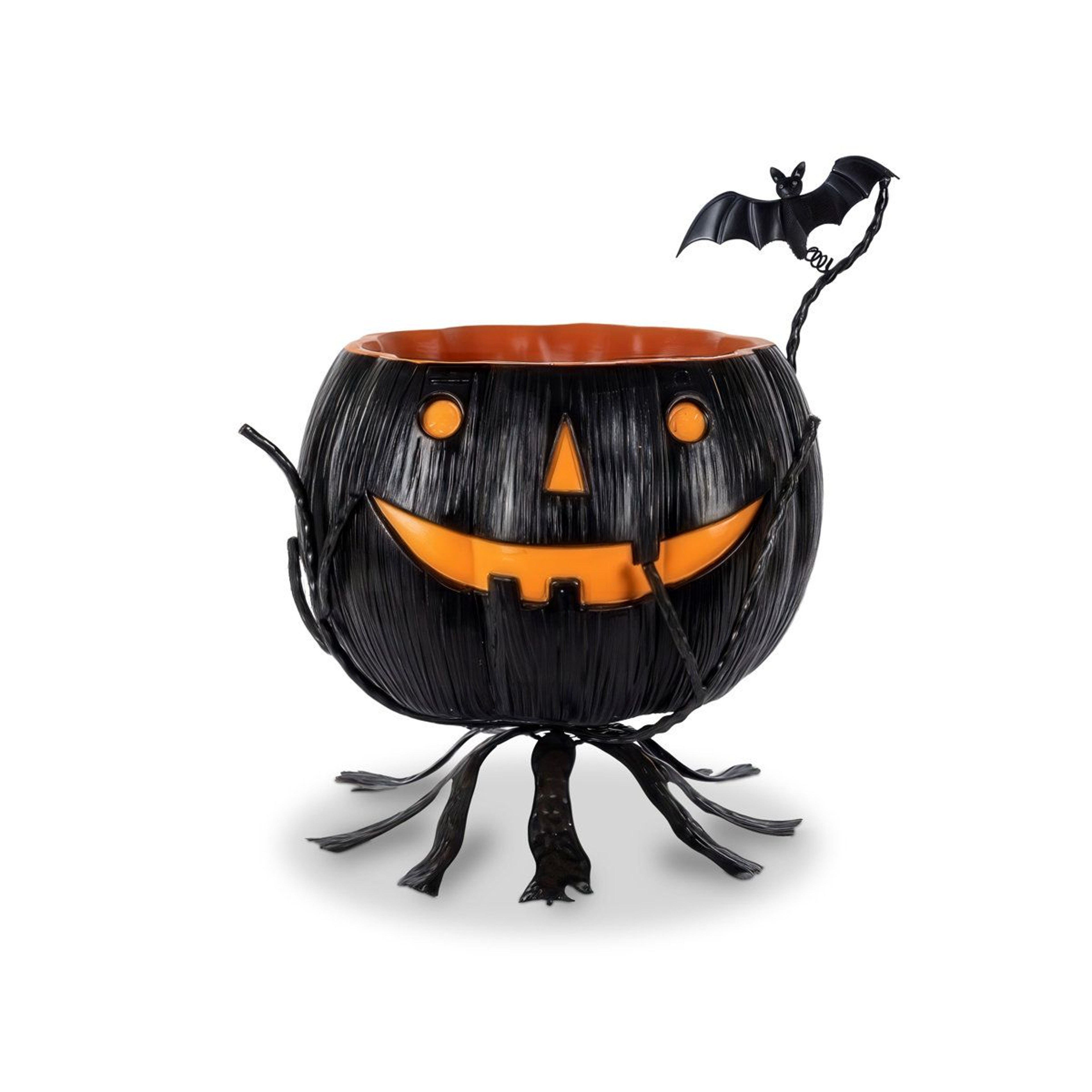 Jack O Lantern Candy Bowl In Black With Hand Finished Design 0