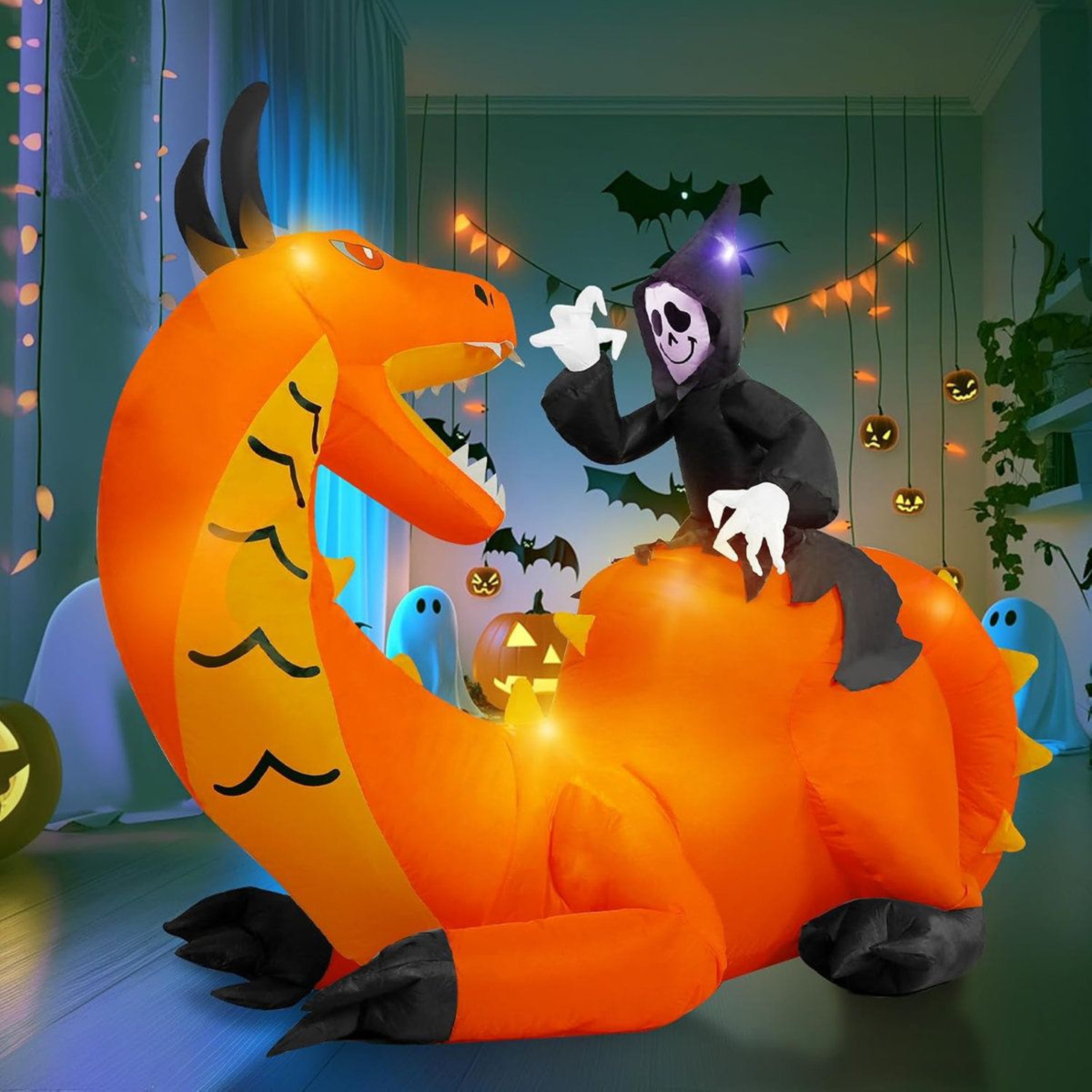 Inflatable Halloween Outdoor Decoration With LED Lights And Stakes 0
