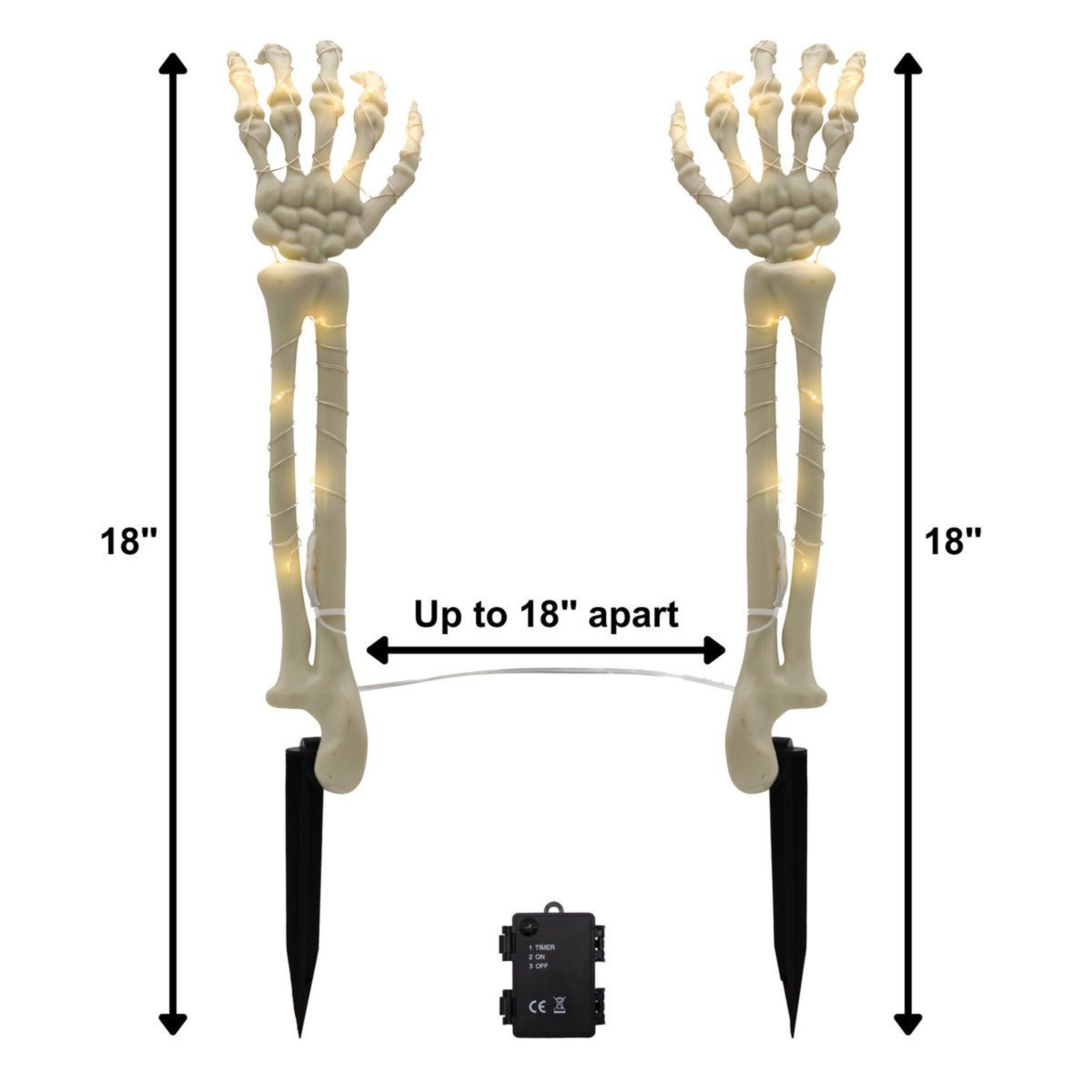 Battery Operated Lighted Skeleton Arms Halloween LED String Lights 2