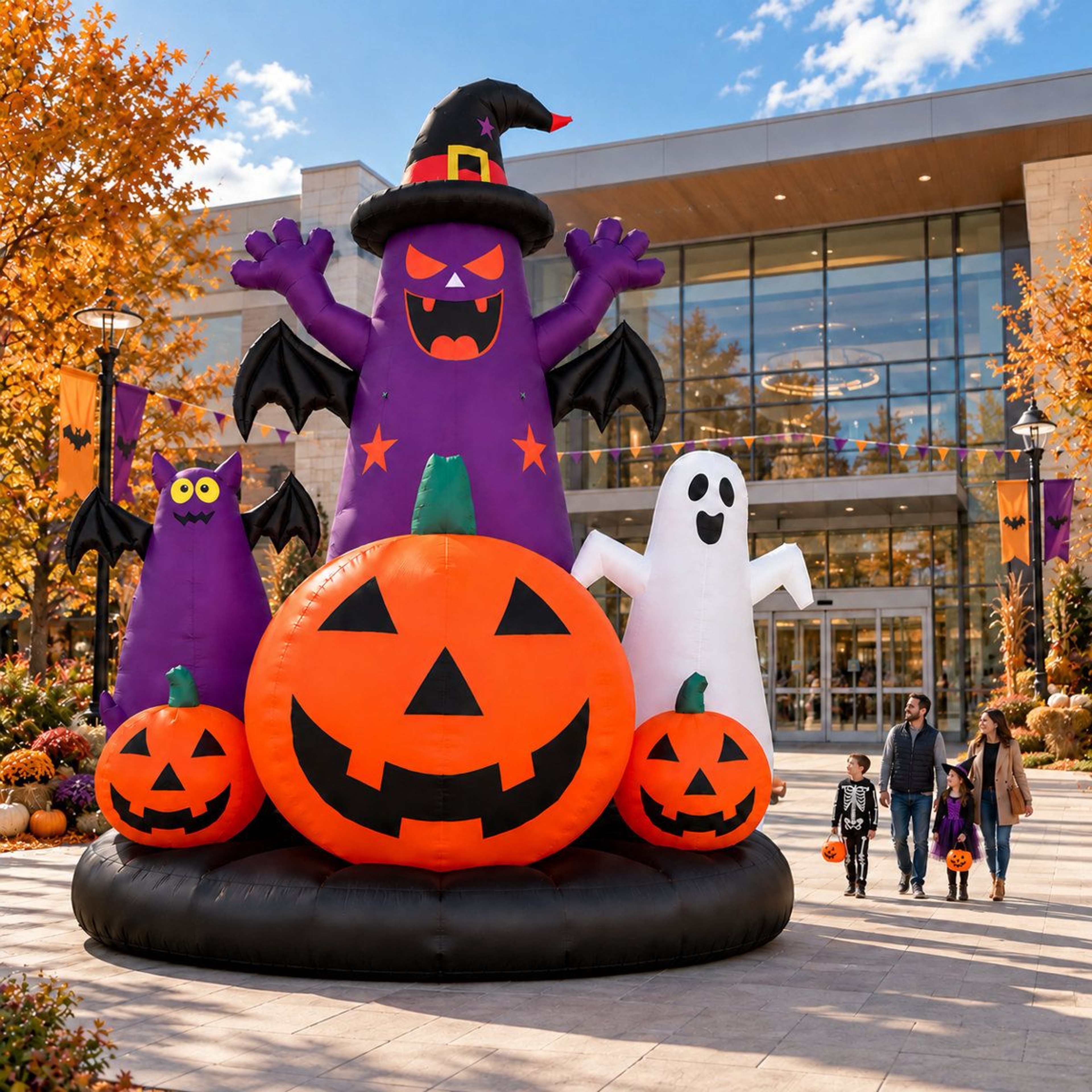 Giant Halloween Inflatable Yard Decoration With Ghosts And Pumpkins 1