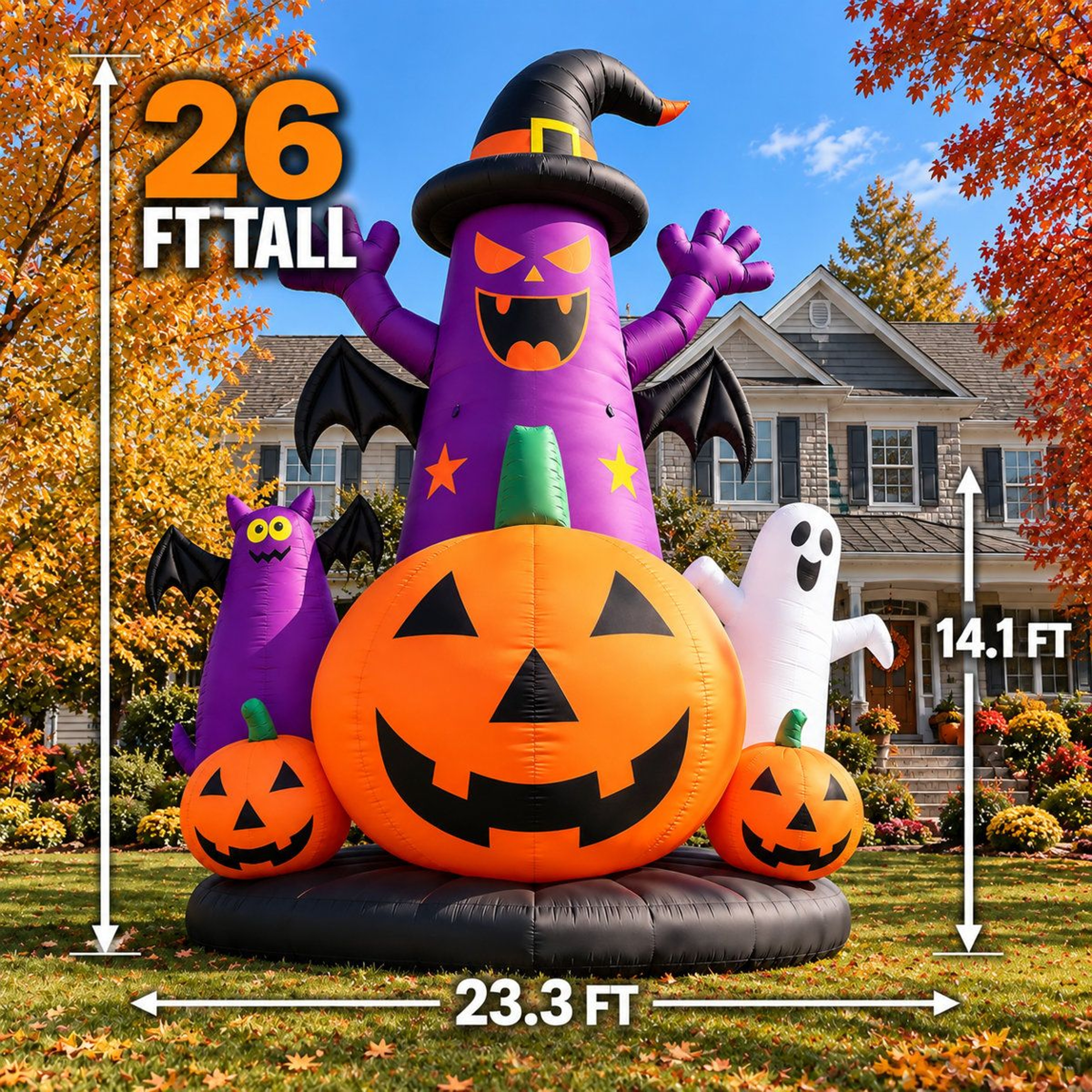 Giant Halloween Inflatable Yard Decoration With Ghosts And Pumpkins 4