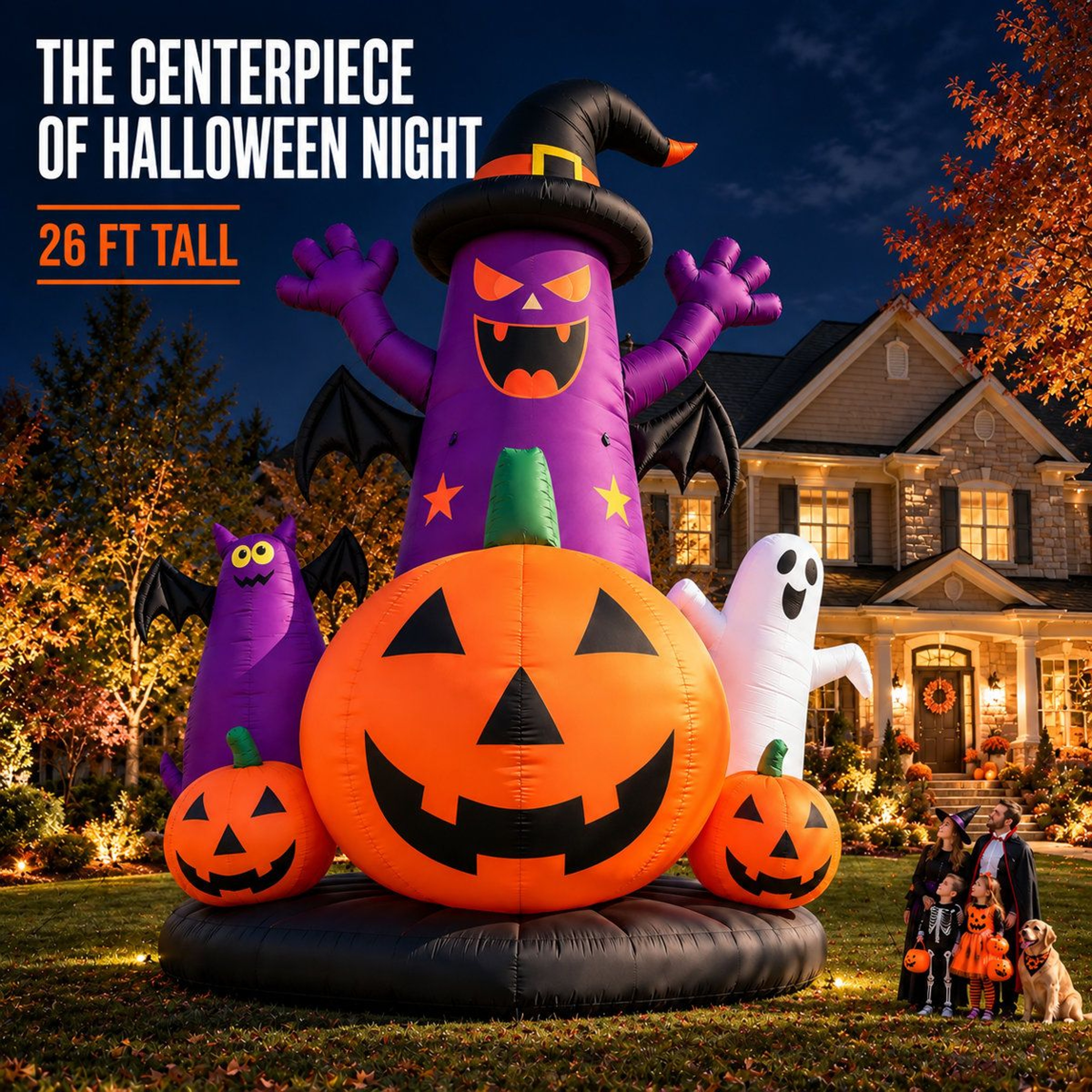 Giant Halloween Inflatable Yard Decoration With Ghosts And Pumpkins 2