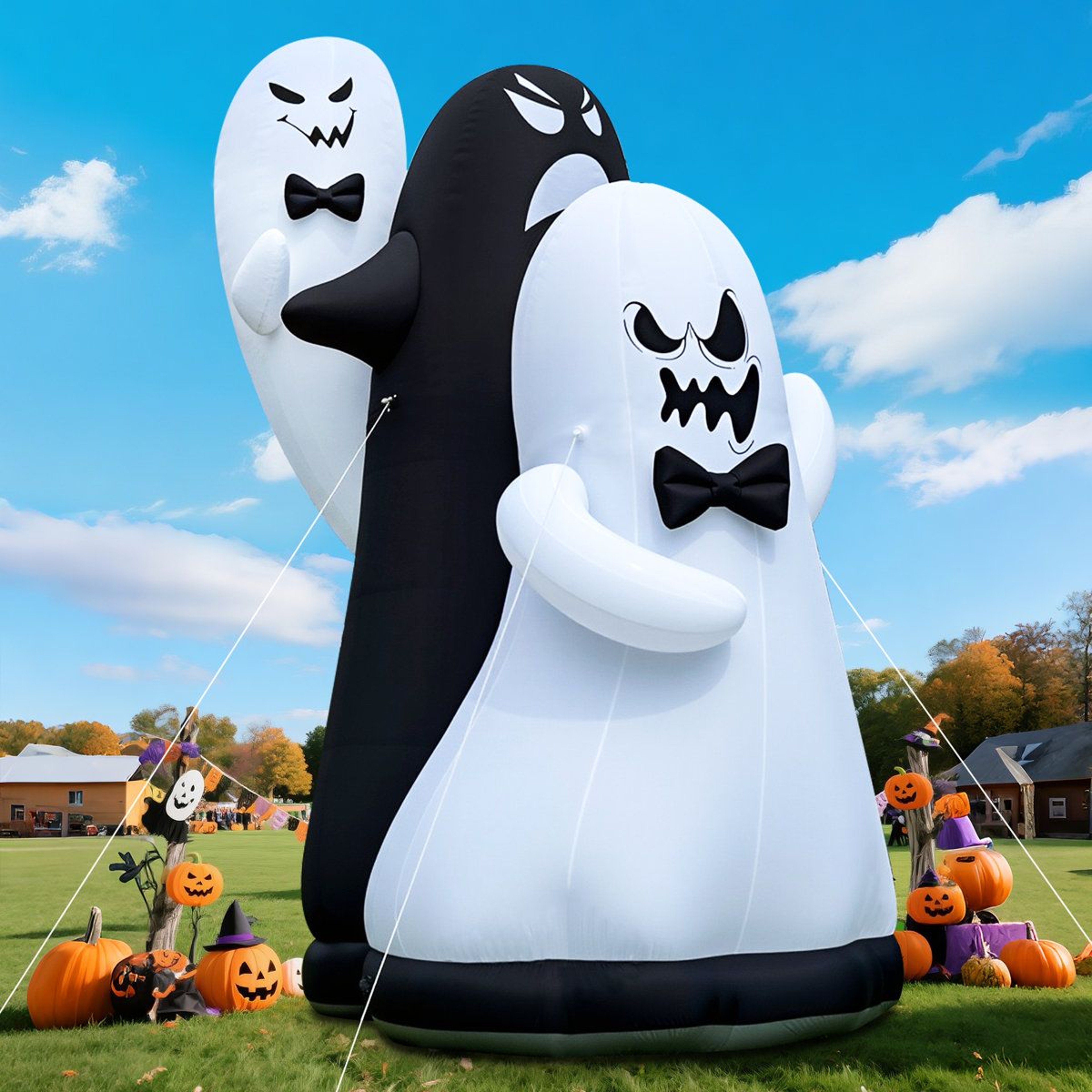 Giant Halloween Inflatable Ghost Decoration With Blower For Outdoor Yard 2