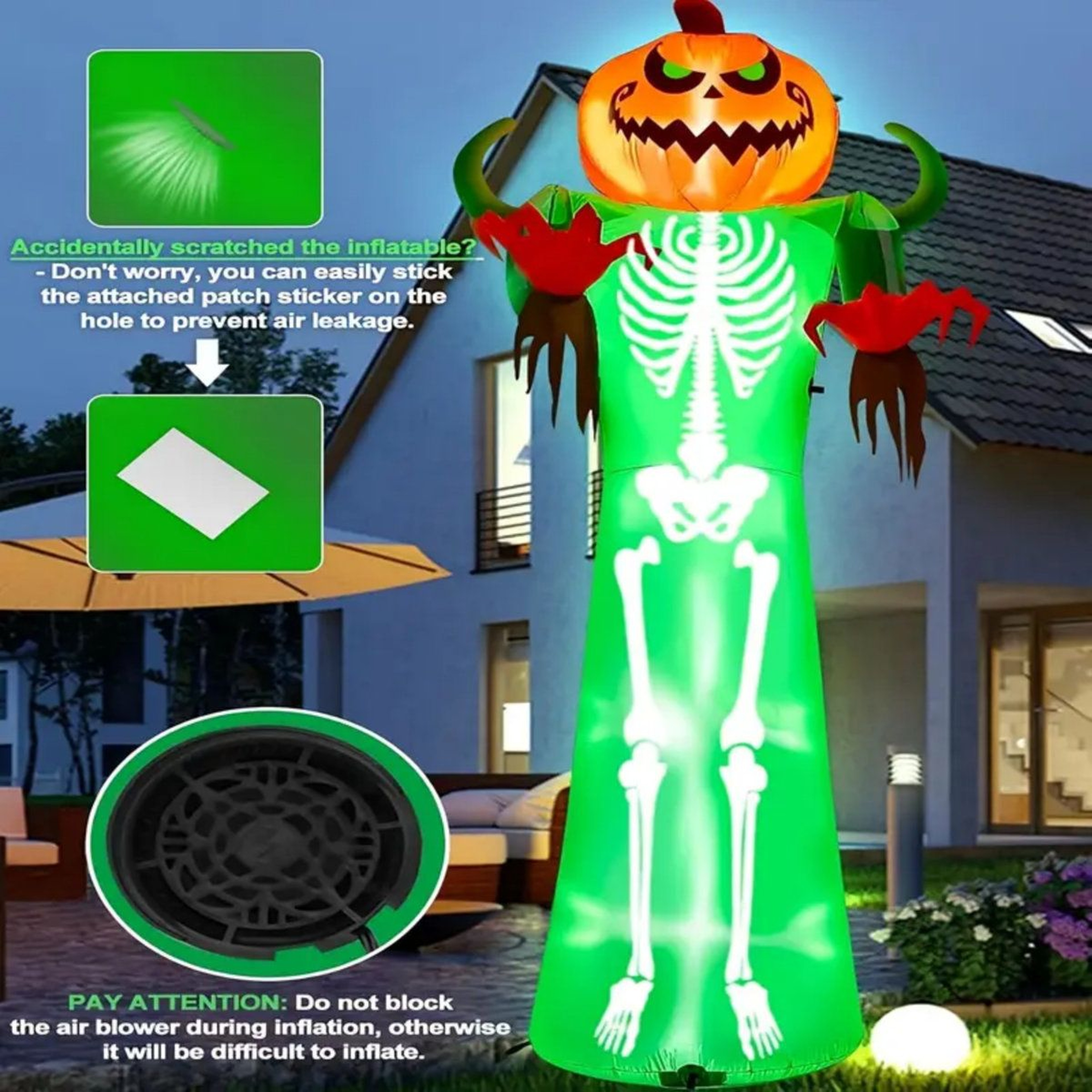 Halloween Pumpkin Inflatable With LED Light For Outdoor Decorations 3