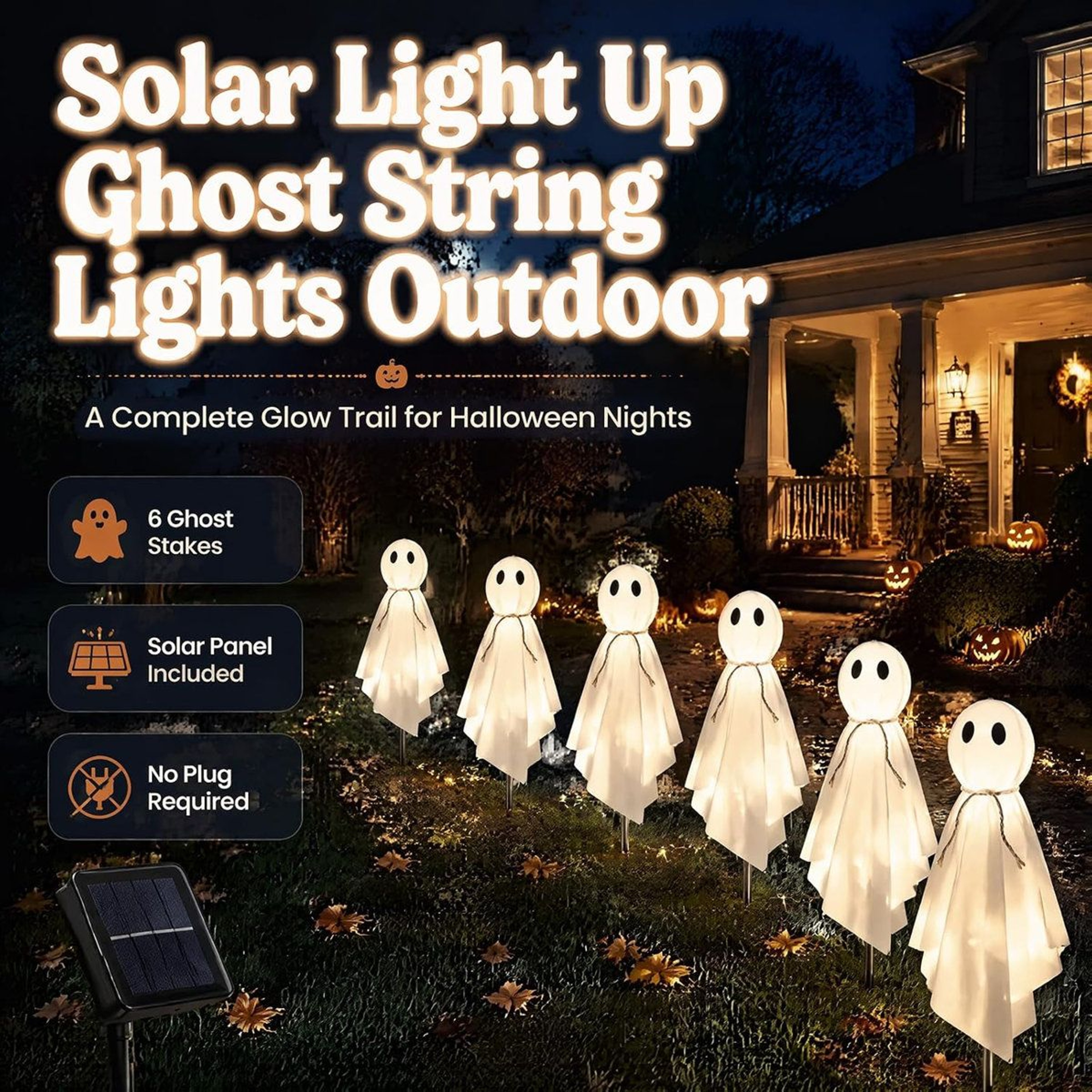 Solar Ghost String Lights And Halloween Pathway Decorations 2