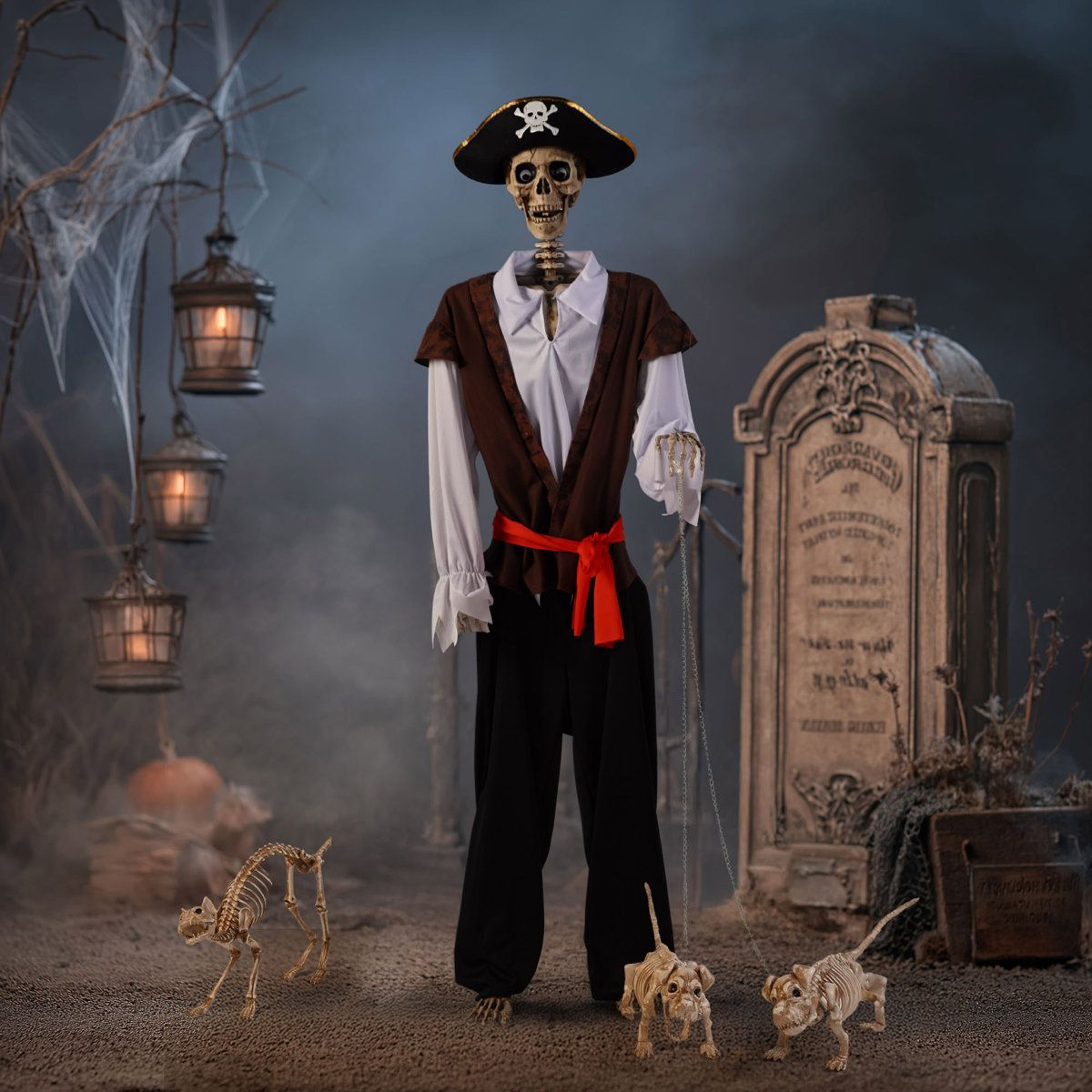 Halloween Pirate Captain Skeleton Decoration With Movable Joints 5