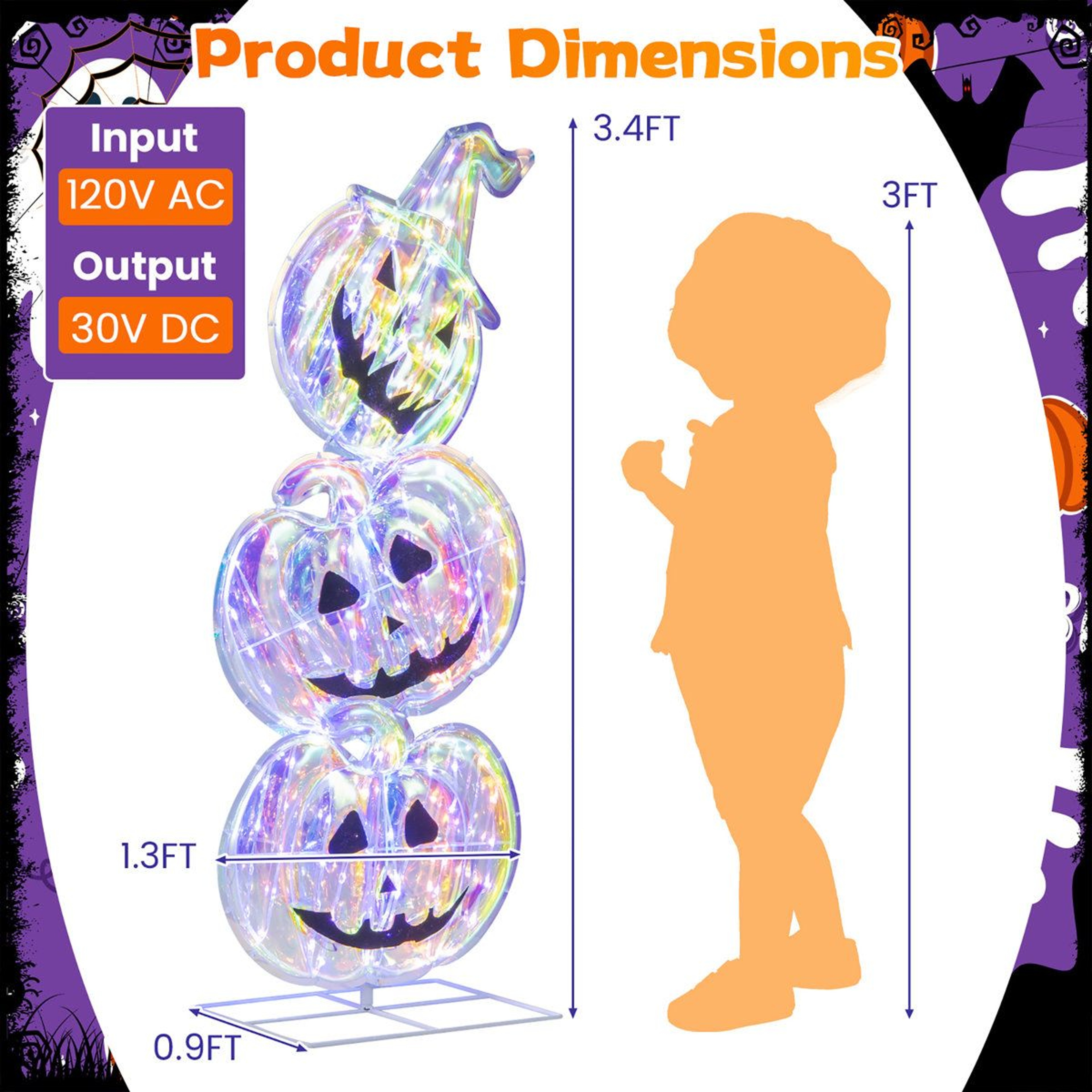 Light Up Stacked Pumpkins Halloween Decoration With LED Lights 6