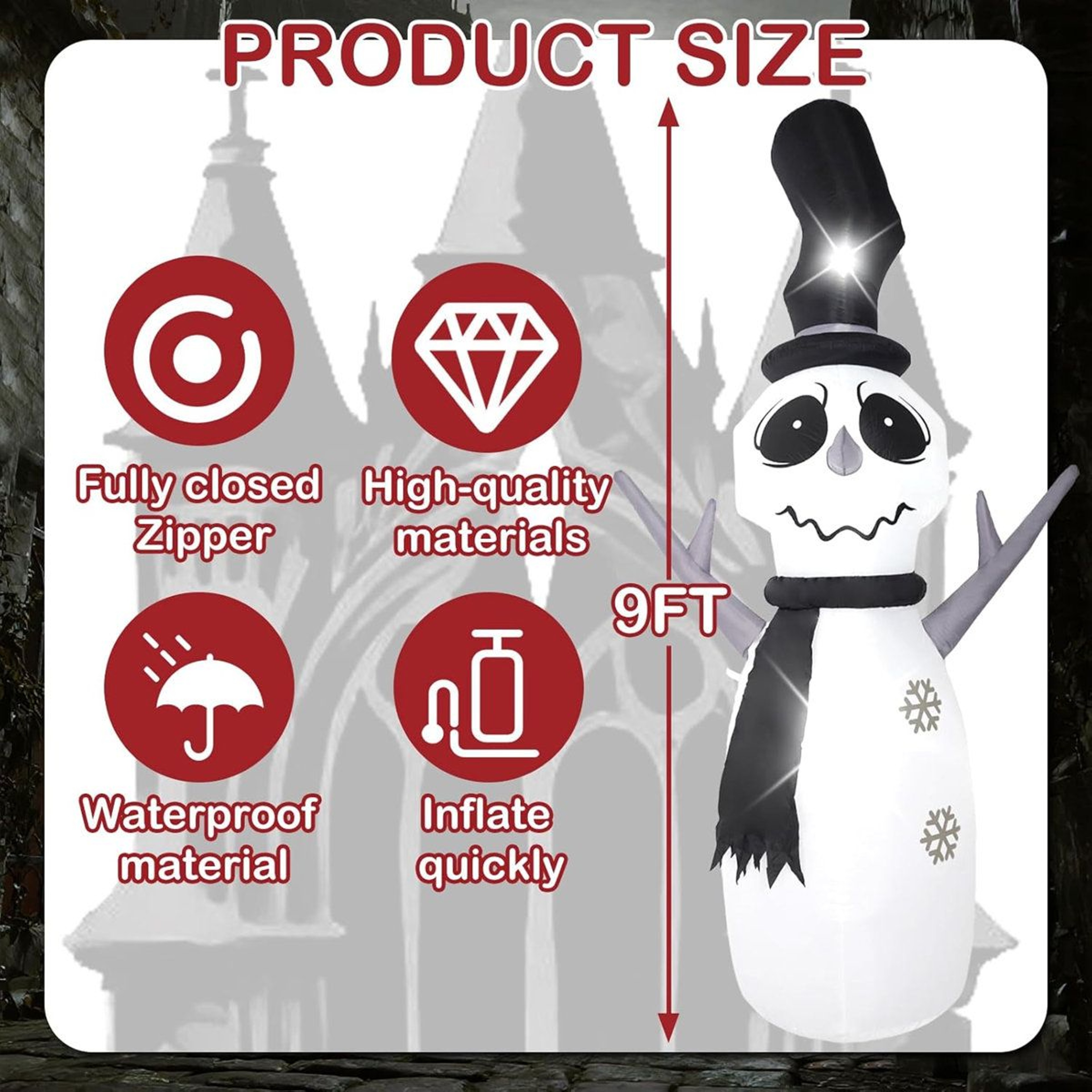 Outdoor Inflatable Snowman With Built In LED Lights 2