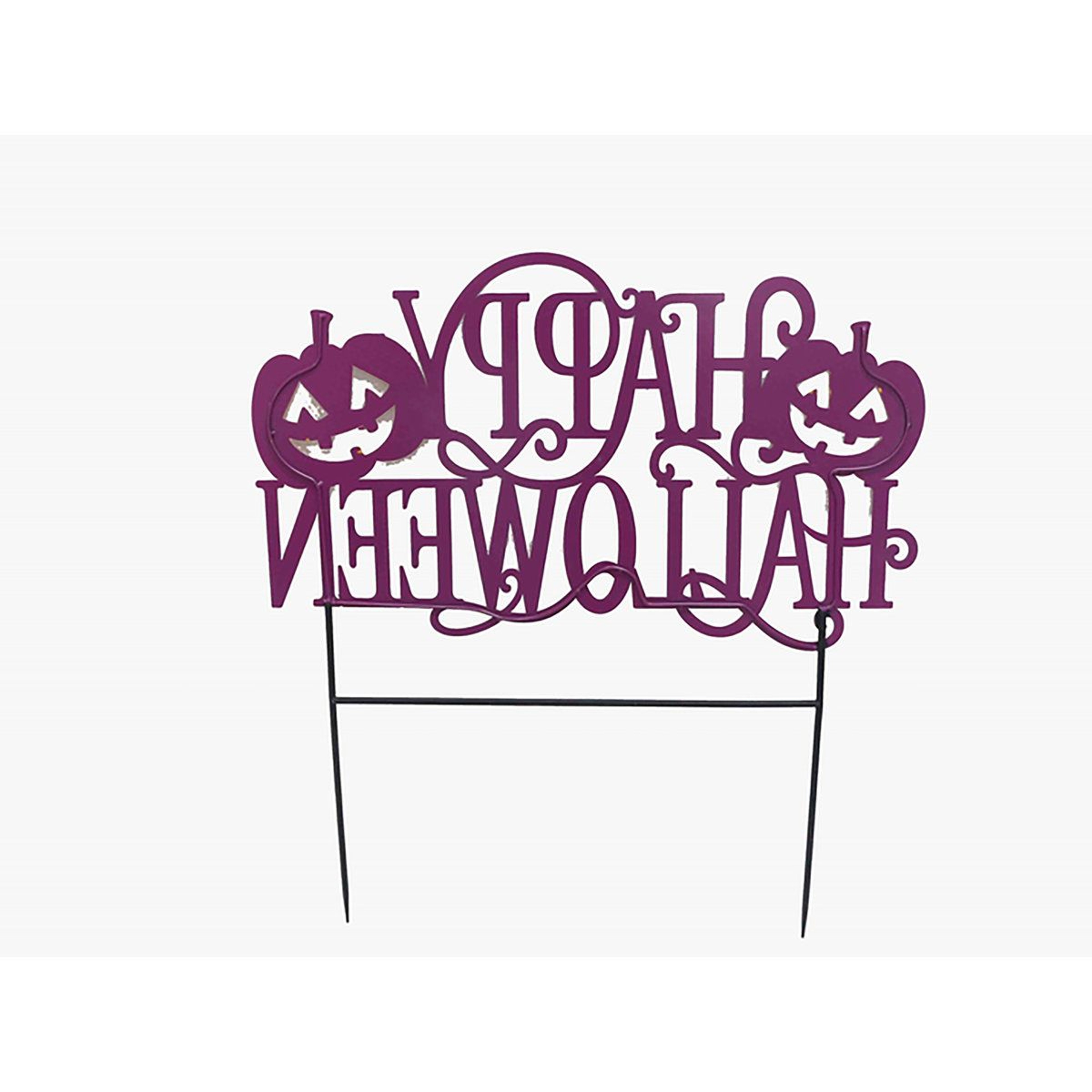 Halloween Phrases Garden Stake Purple Plug In Outdoor Decoration 2