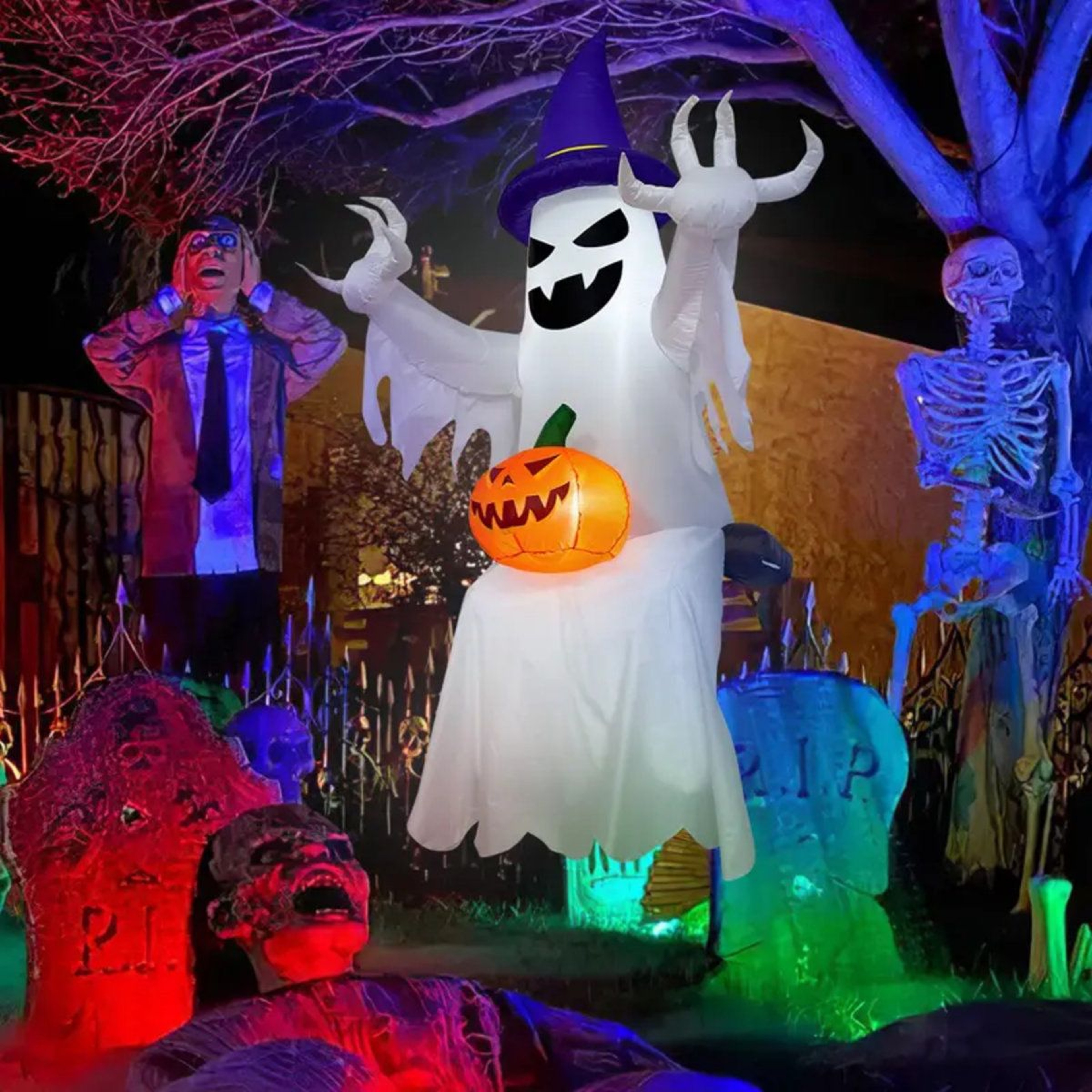 Halloween Inflatable Pumpkin Ghosts Plug In Outdoor Yard Decoration 3
